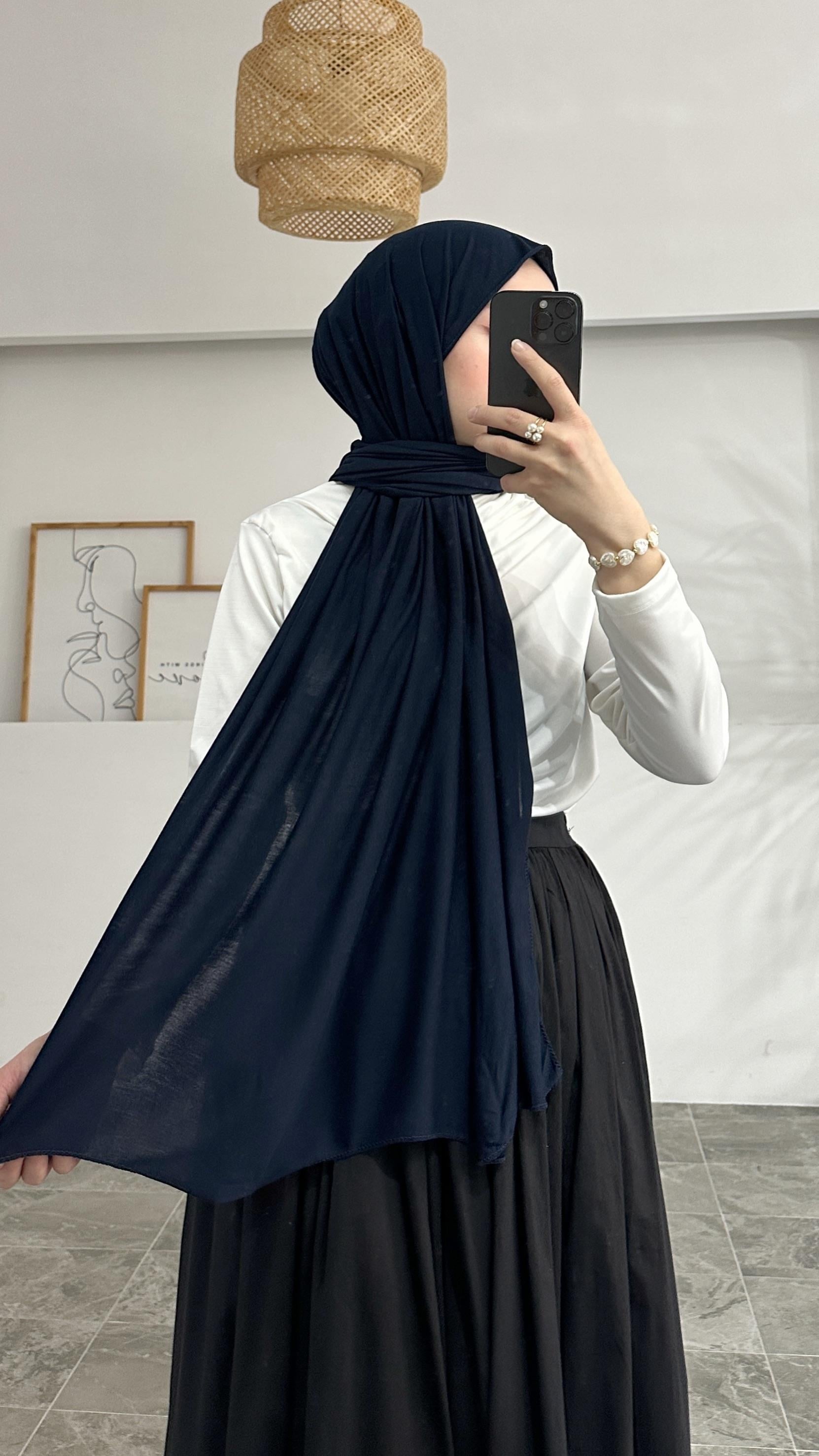 Perla Lacivert Penye Şal