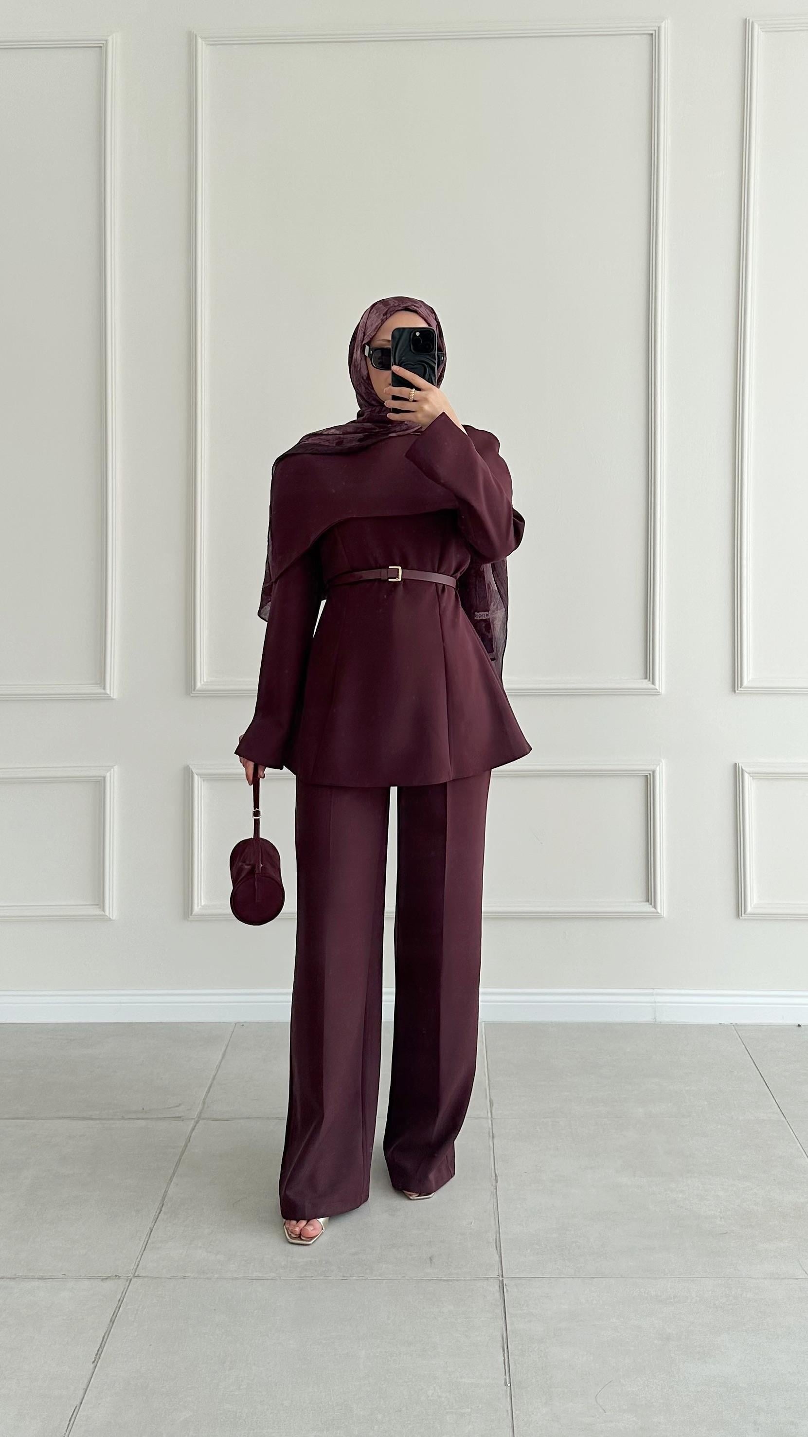 Ranto Bolerolu Pantolonlu Bordo Takım 