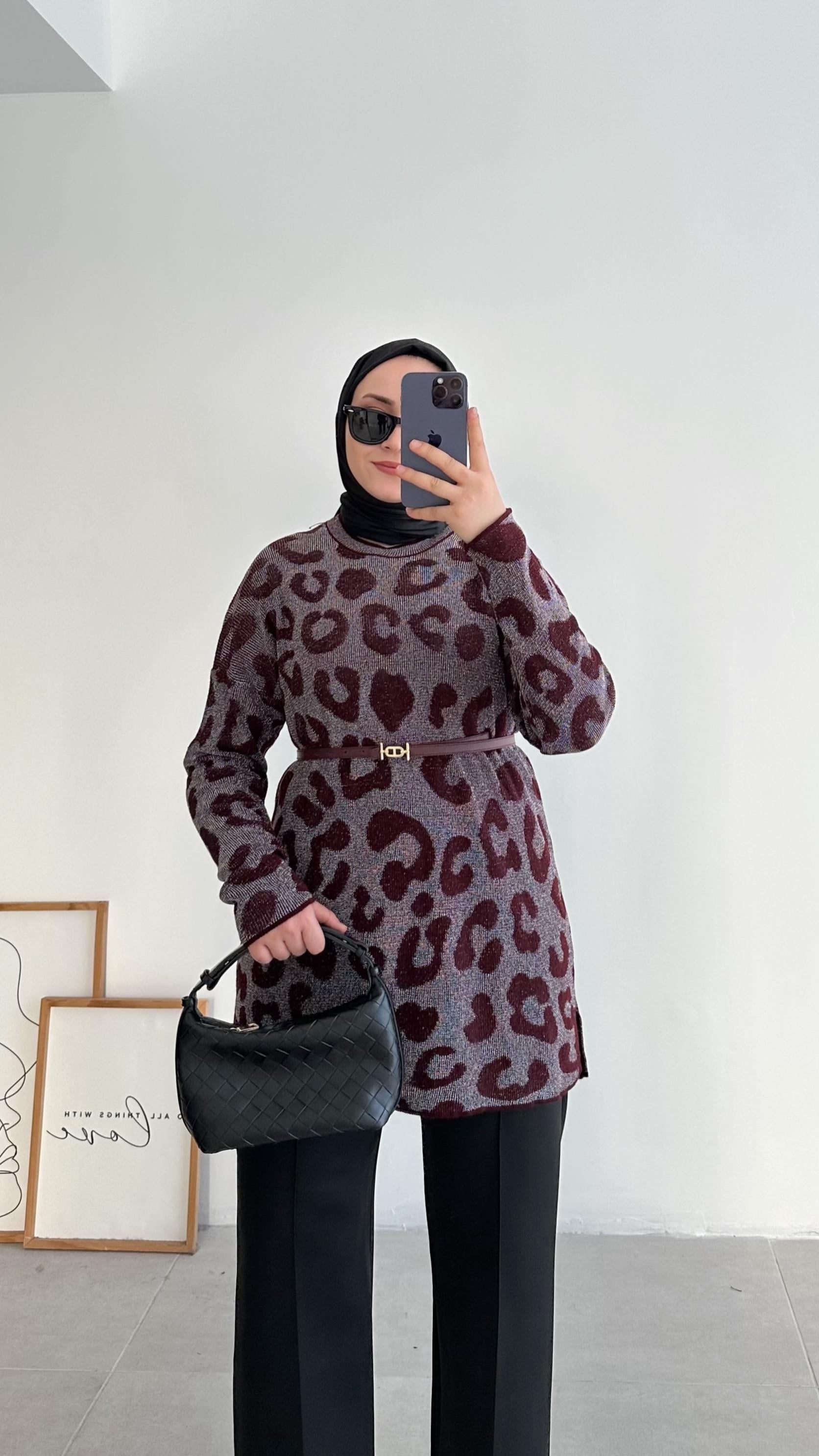 Saferi Simli Bordo Triko Kazak