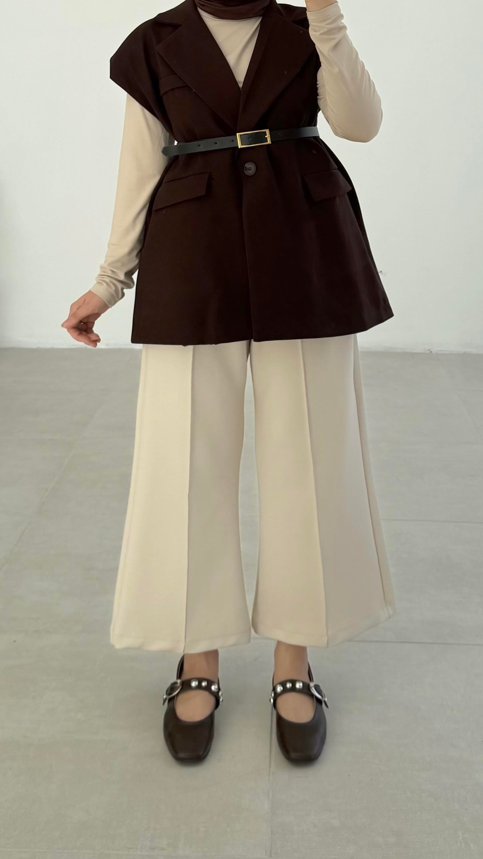 Sage Bol Paça Puf Krem Scuba Pantolon