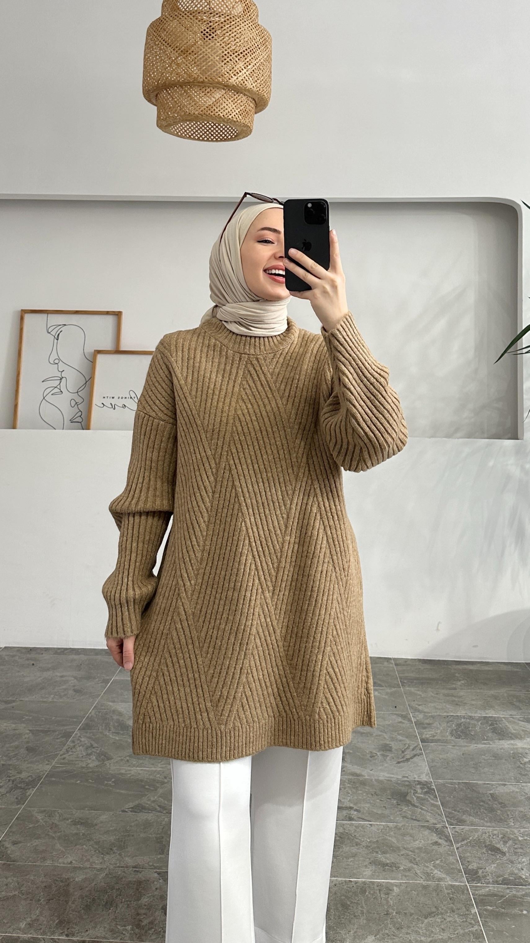 Sandey Zigzag Desen Bej Kazak