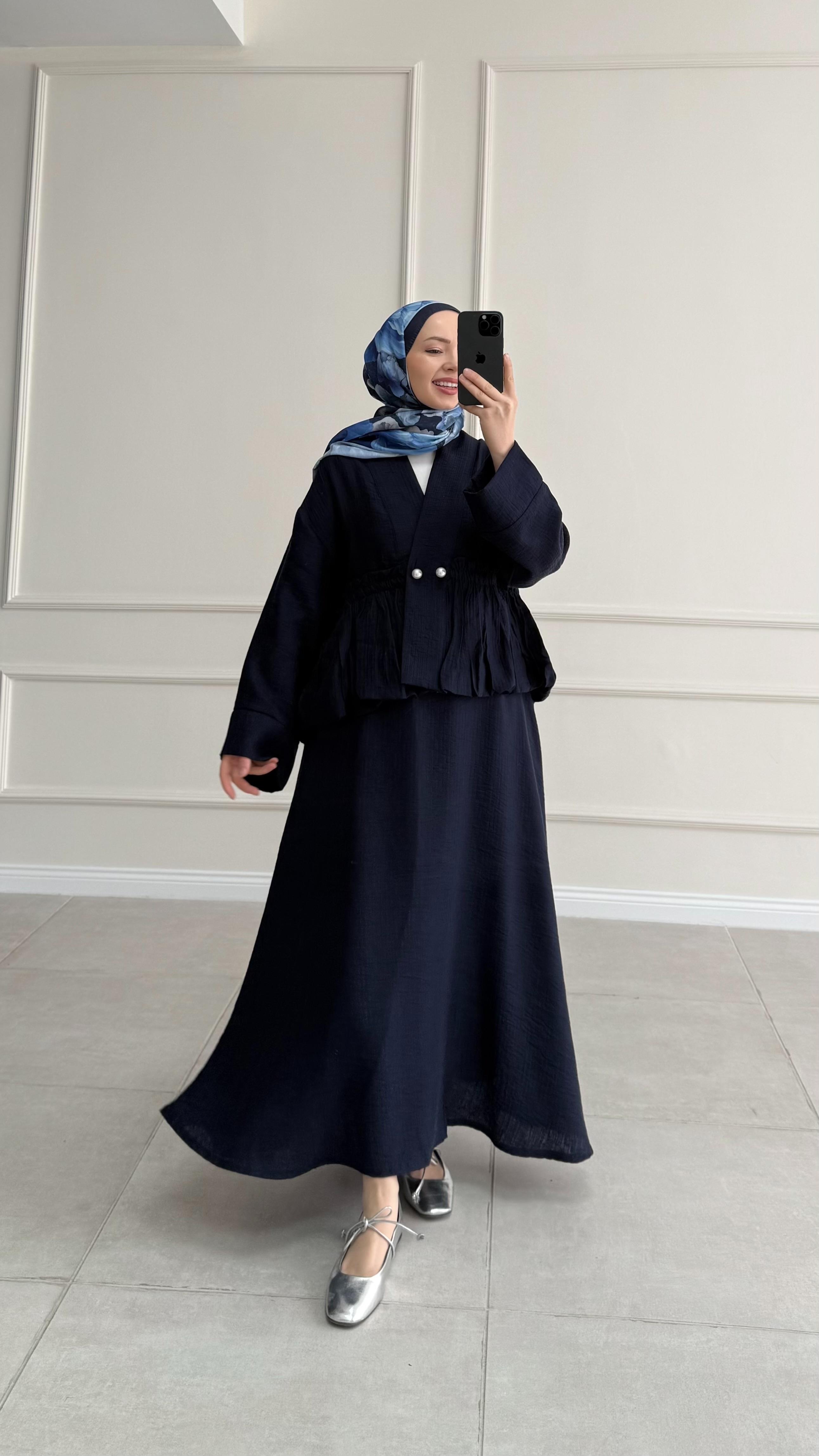 Sanfo İnci Detaylı Lacivert Takım