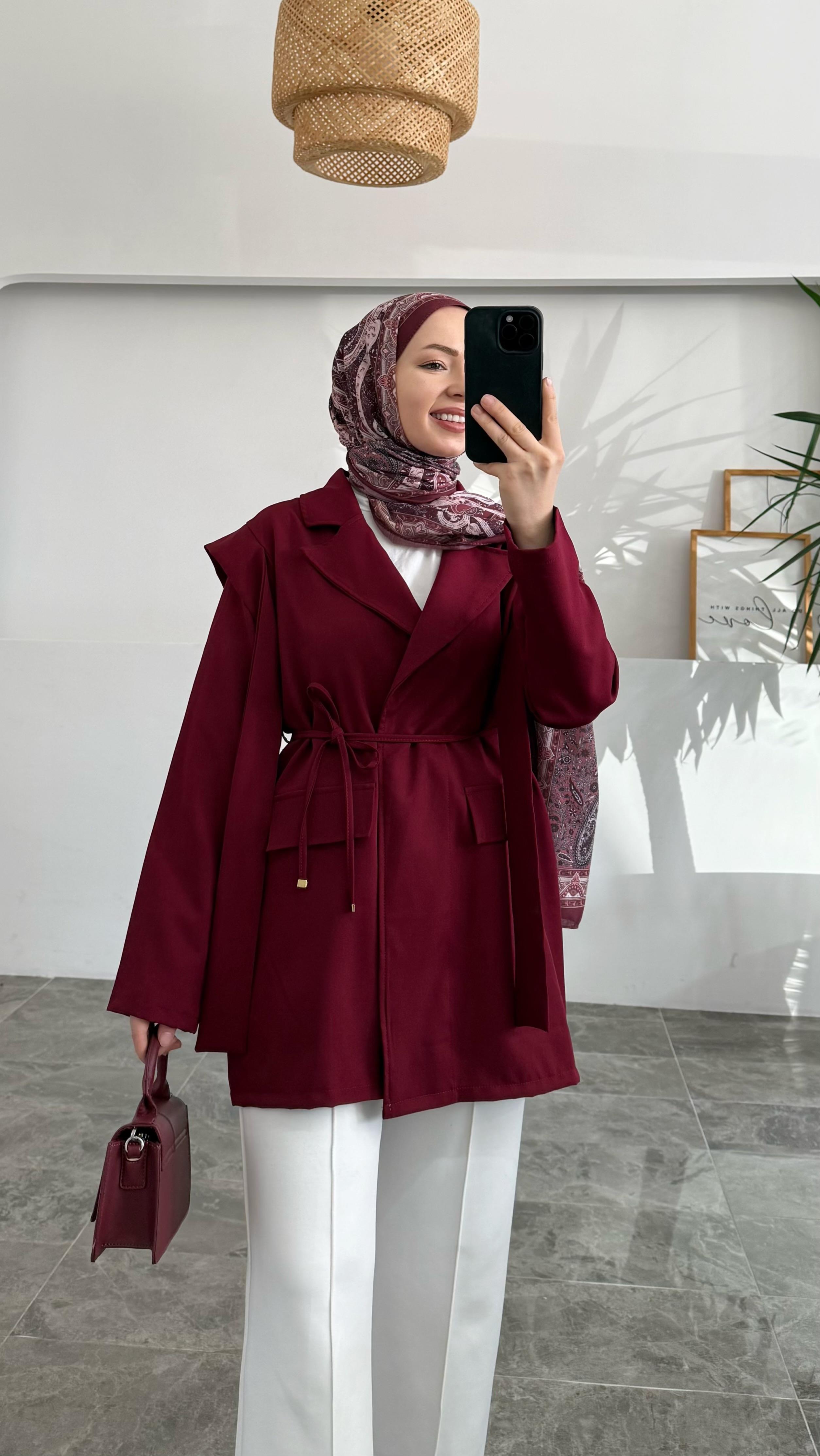 Sanna Tasarım Bordo Ceket