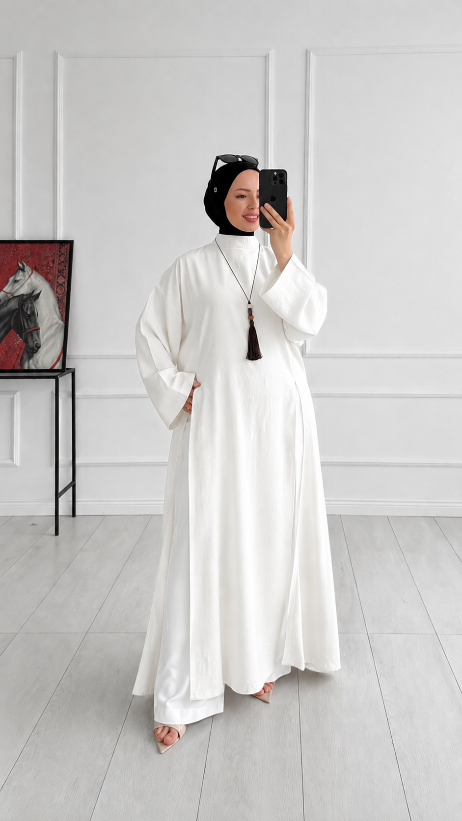 Sopi Oversize Arabic Yırtmaçlı Ekru Tunik 