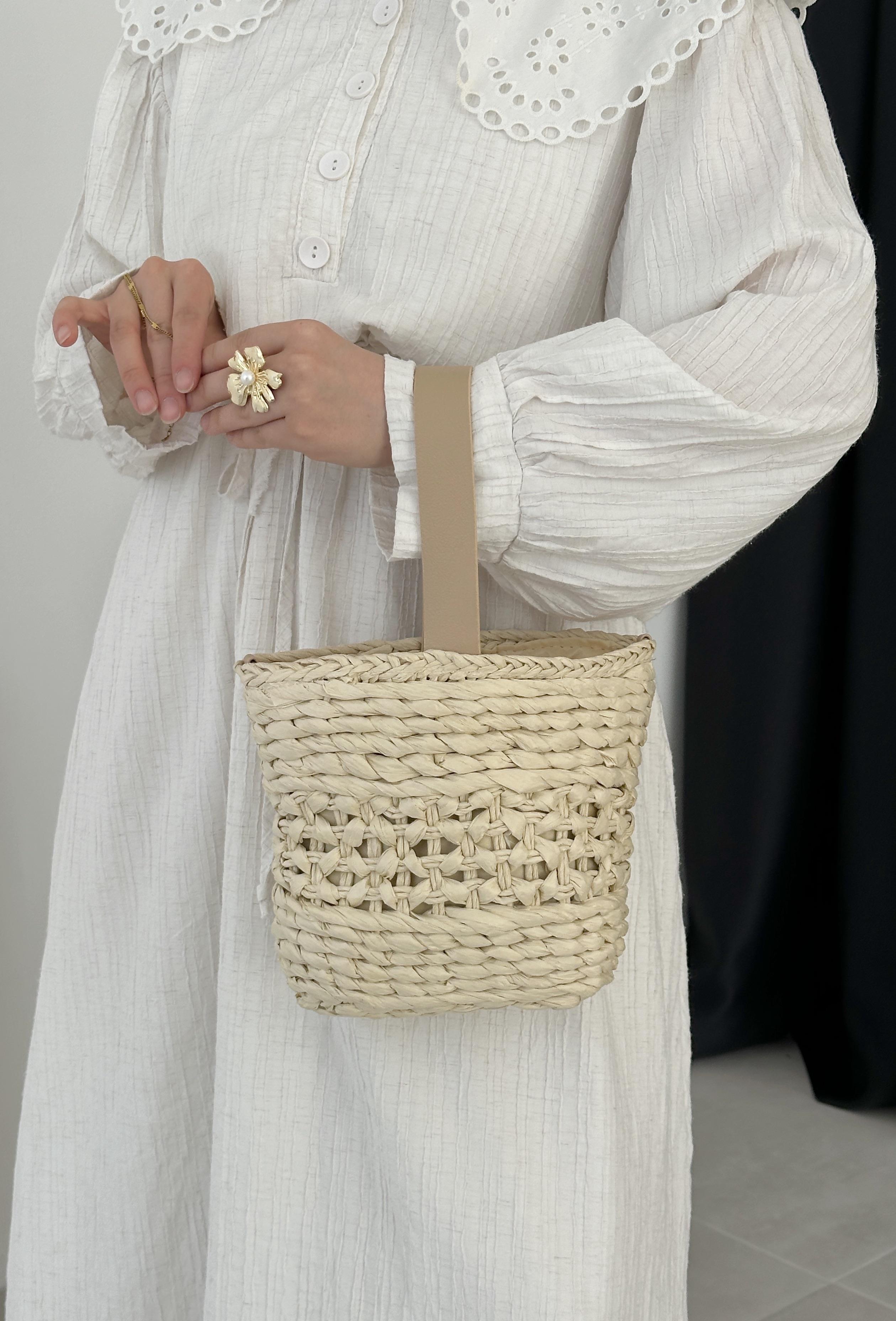 Tanya Krem Deri Saplı Çapraz/El Çanta