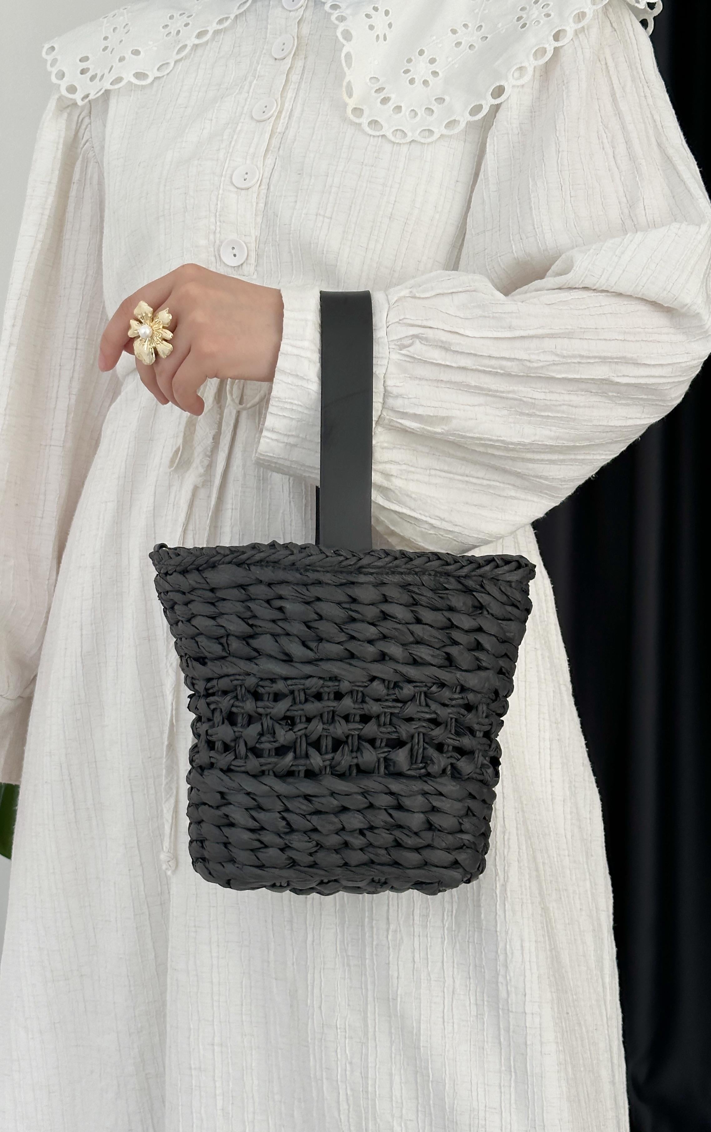 Tanya Siyah Deri Saplı Çapraz/El Çanta