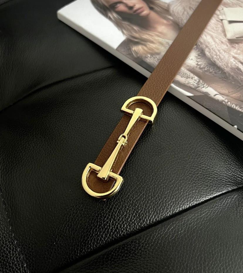 Tasarım Gold Çift Tokalı Taba İnce Kadın Kemeri
