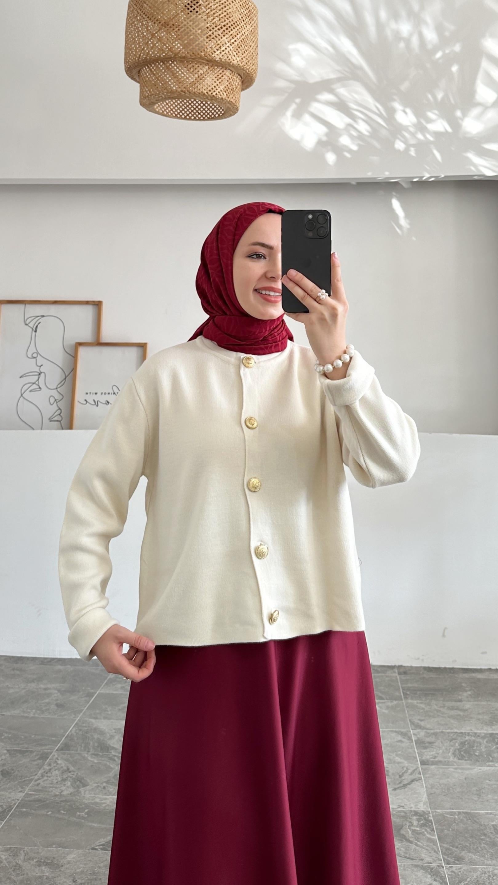 Ursula Zara Model Düz Krem Kısa Triko Hırka