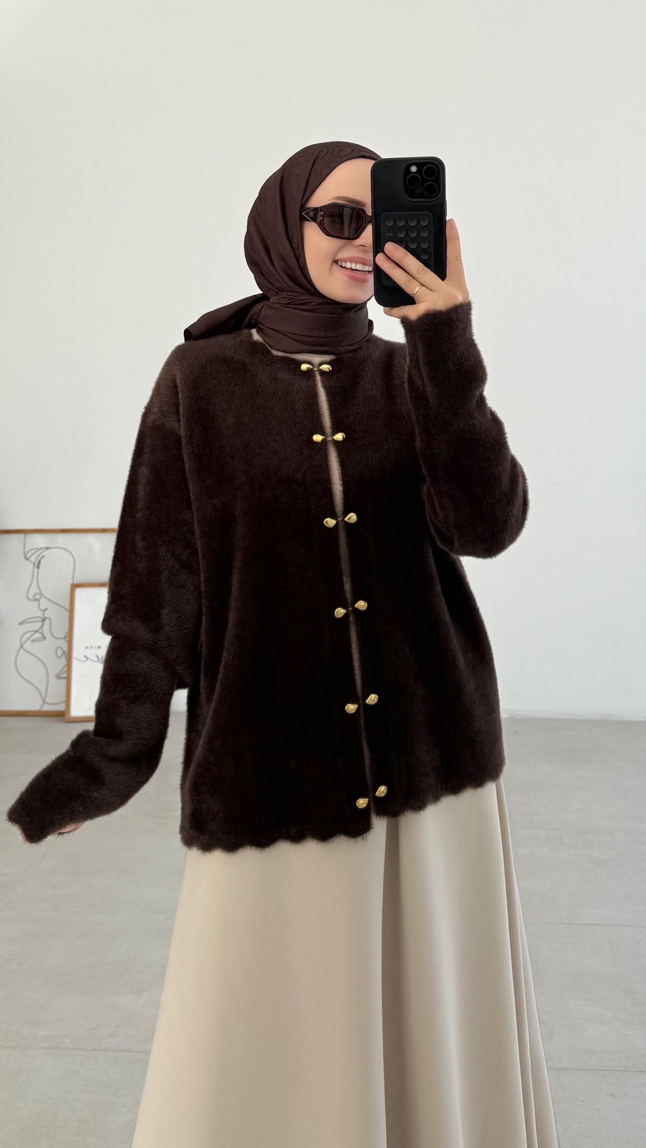 Vanessa Premıum Angora Kahverengi Hırka