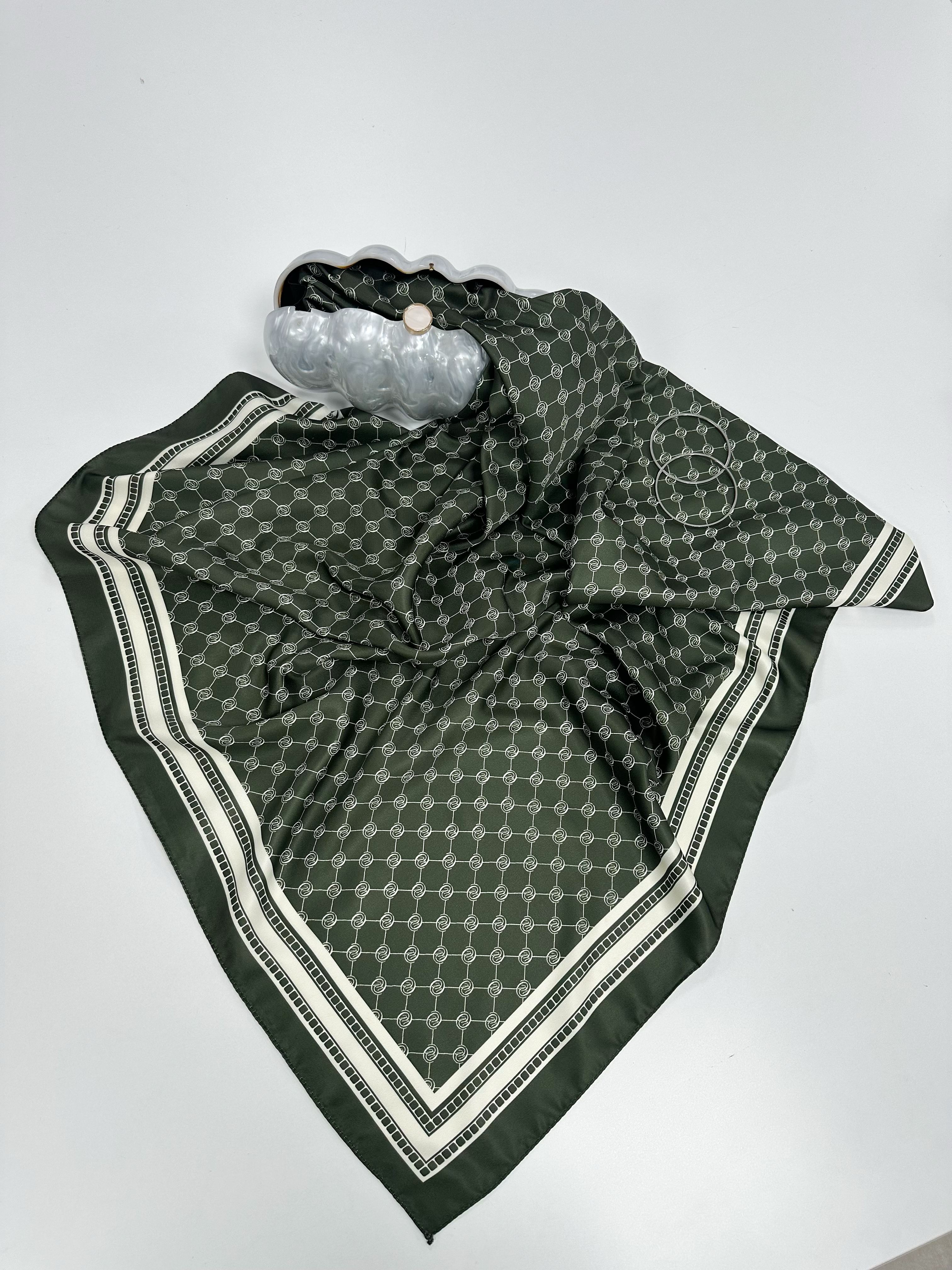 Vkko Desen Haki Monogram Eşarp