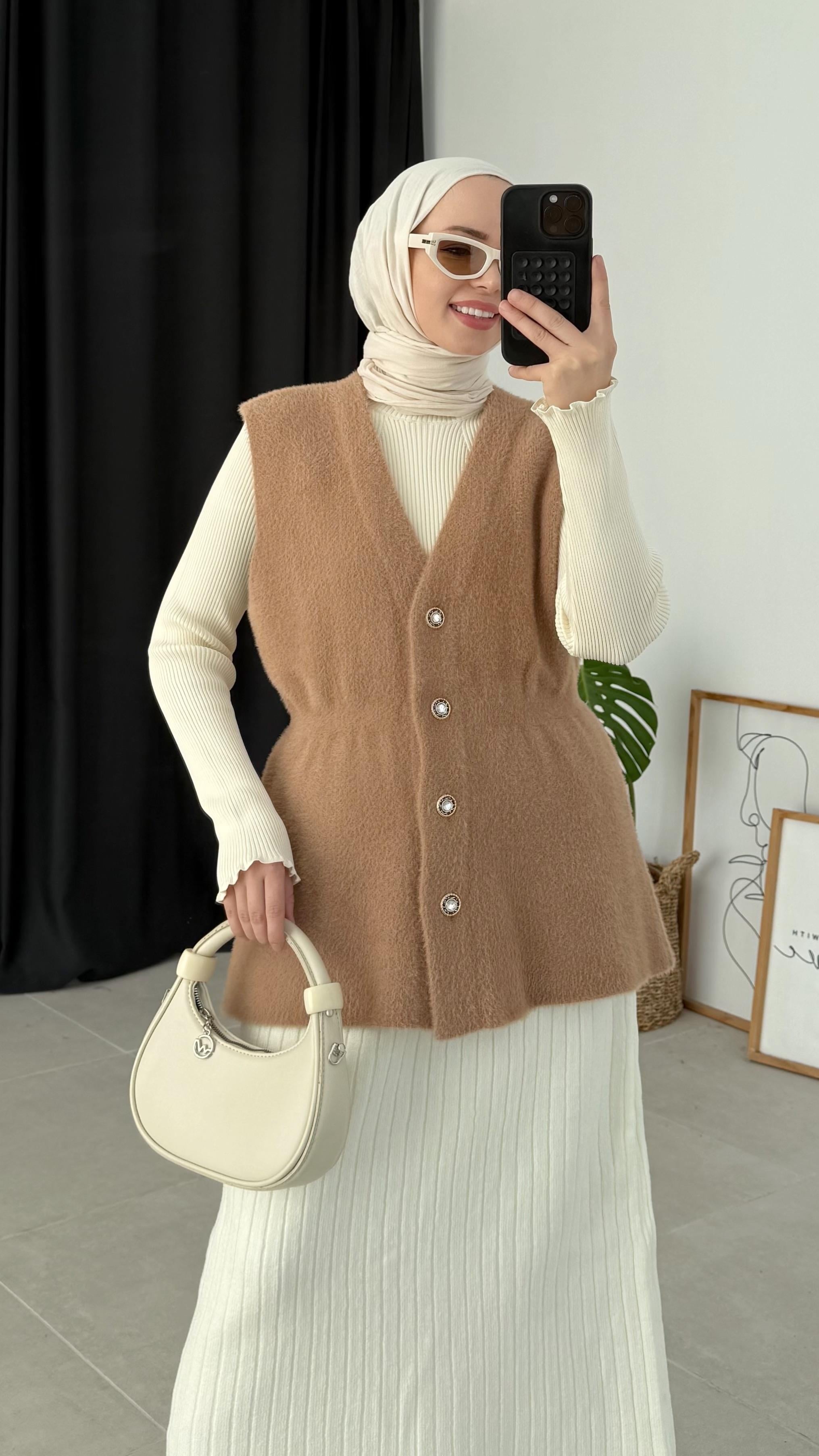 Yalon Angora Premıum Bej Yelek