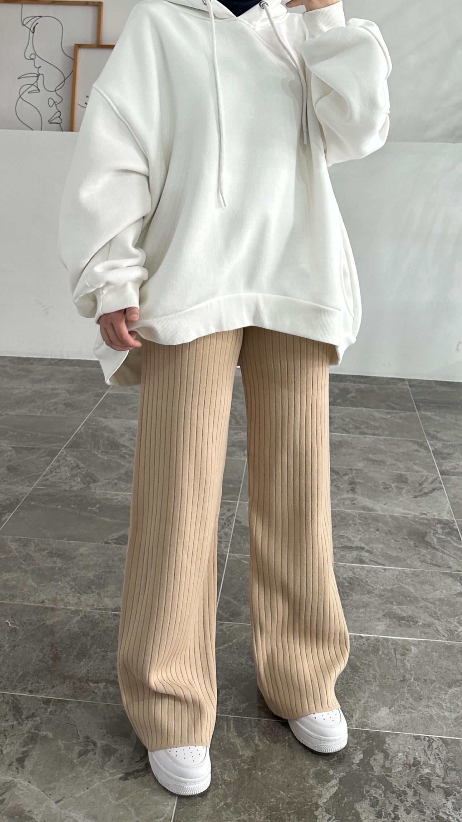 Yoka Bej Fitilli Triko Pantolon