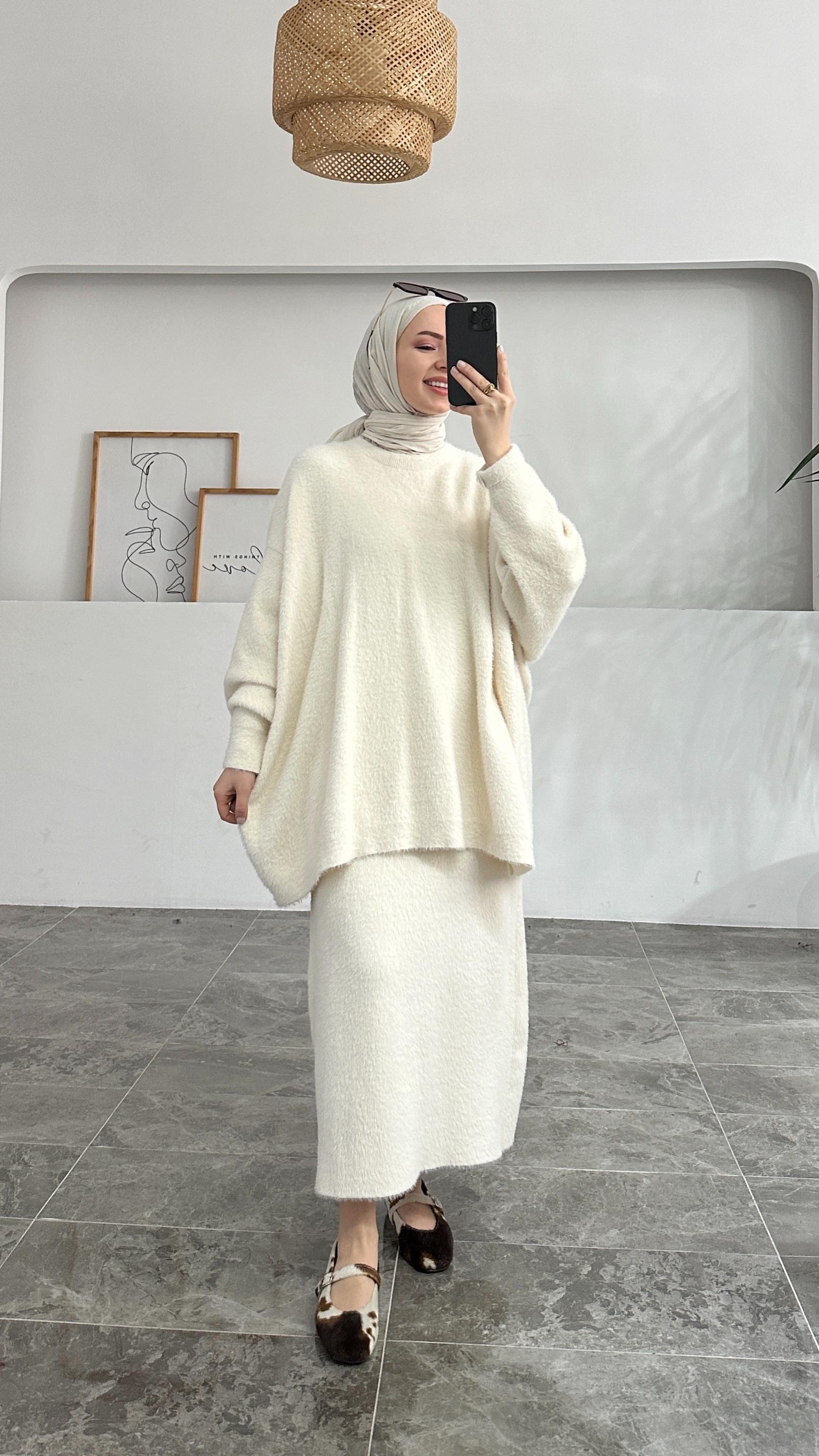 Zayna Angora Krem Premıum Takım 