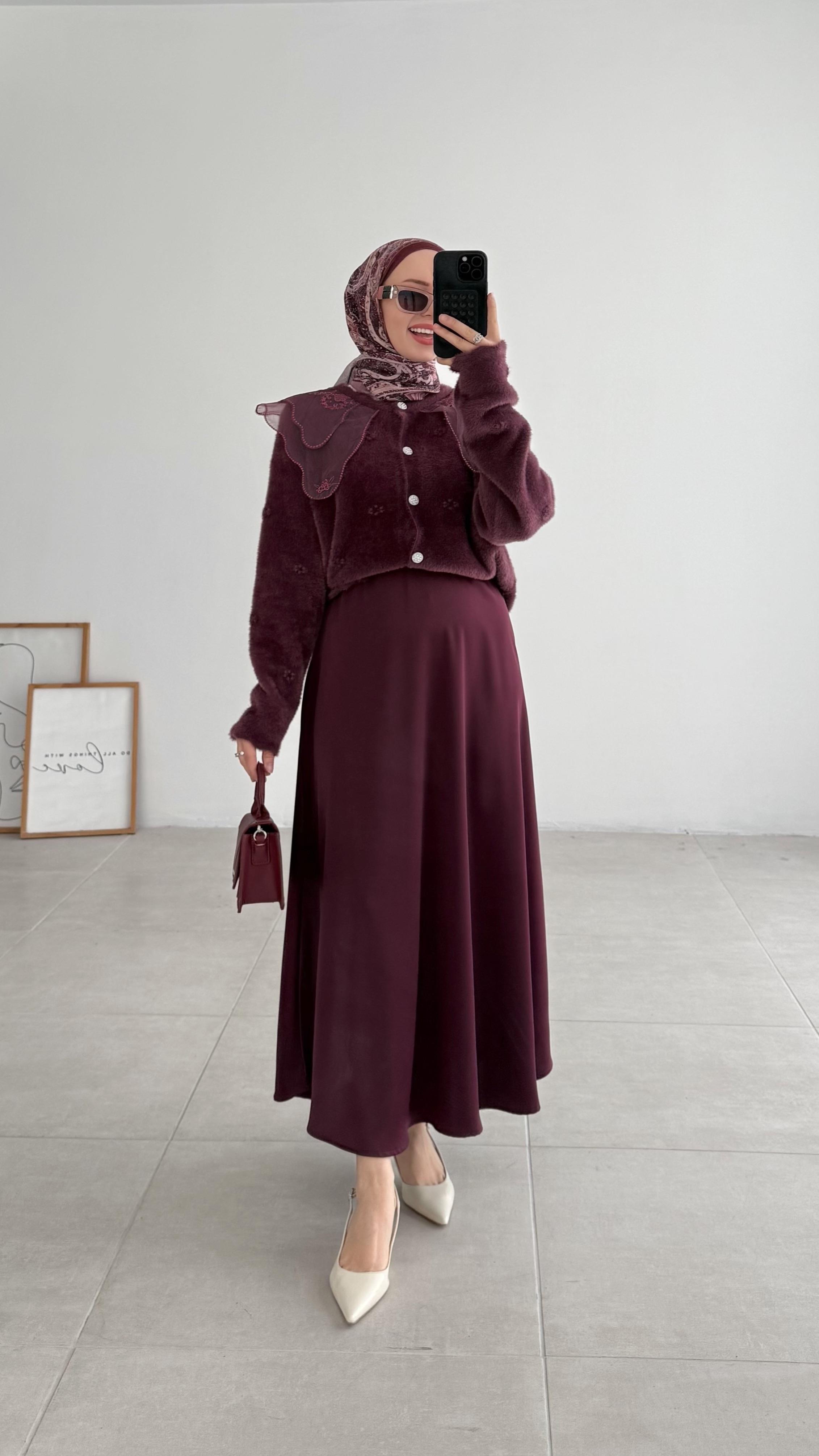 ZRA Model Bordo Saten Etek