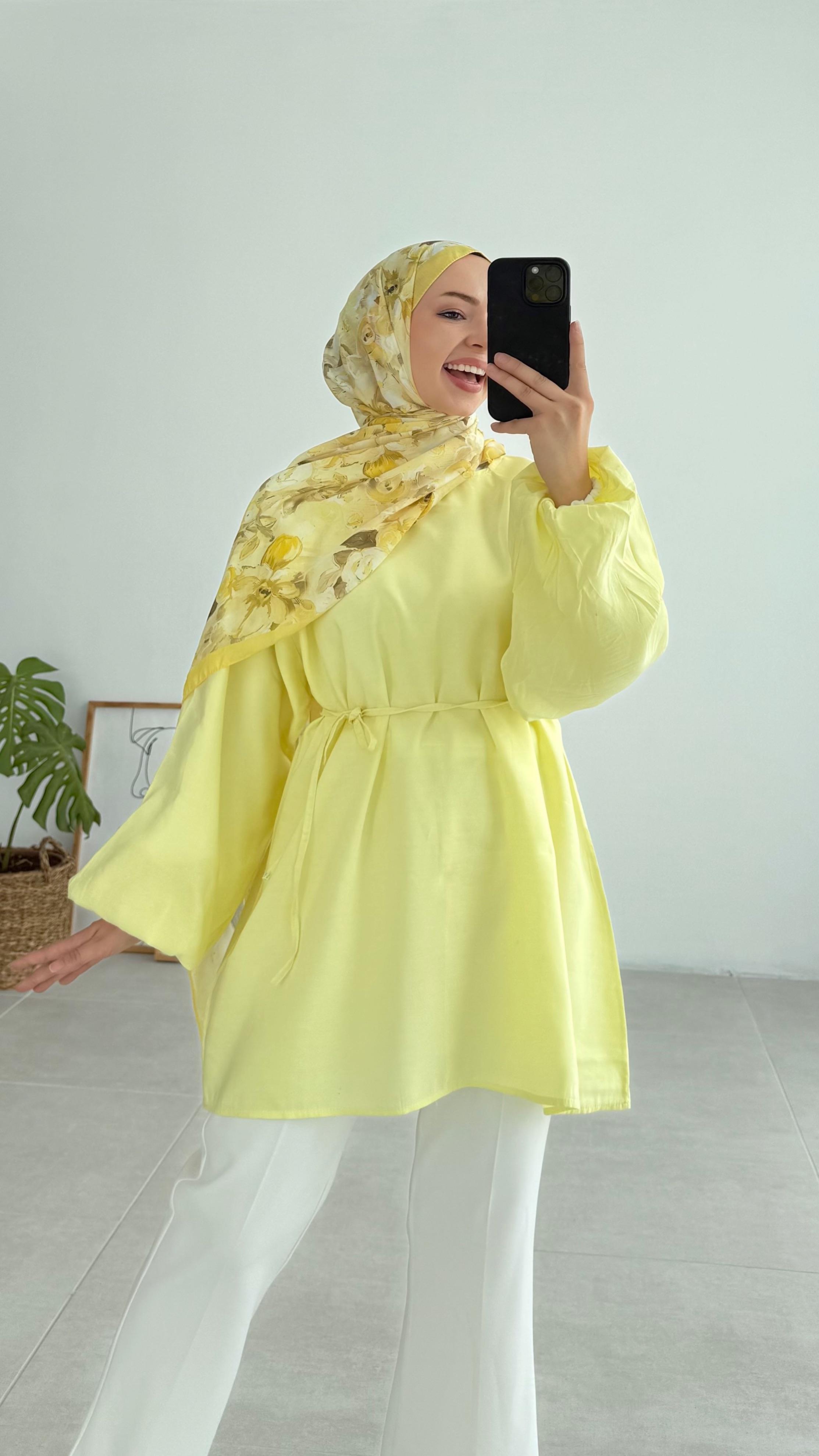 Aarly Balon Kol Sarı Tunik