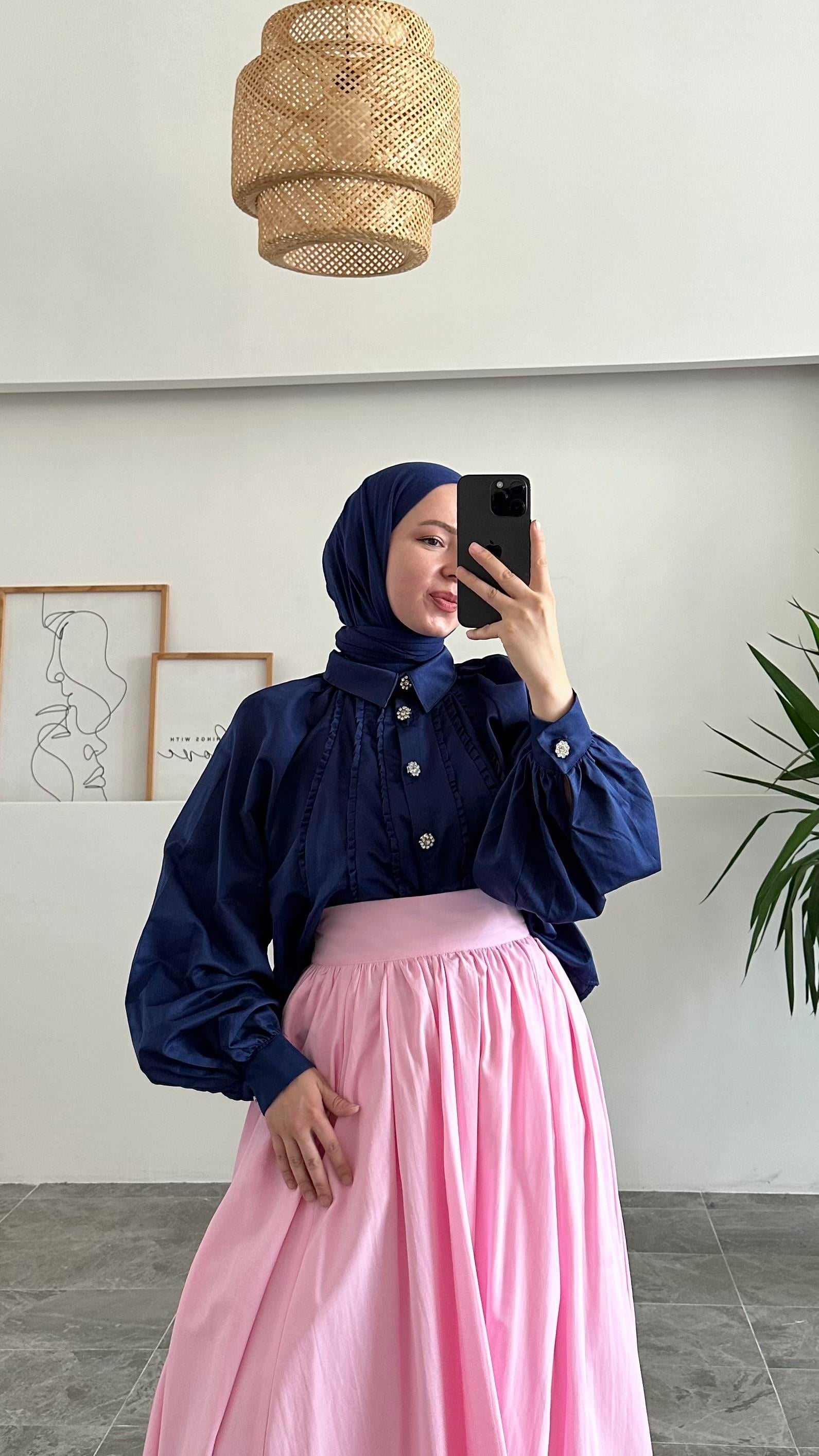 Abaa Premium Taş Düğmeli Lila Gömlek