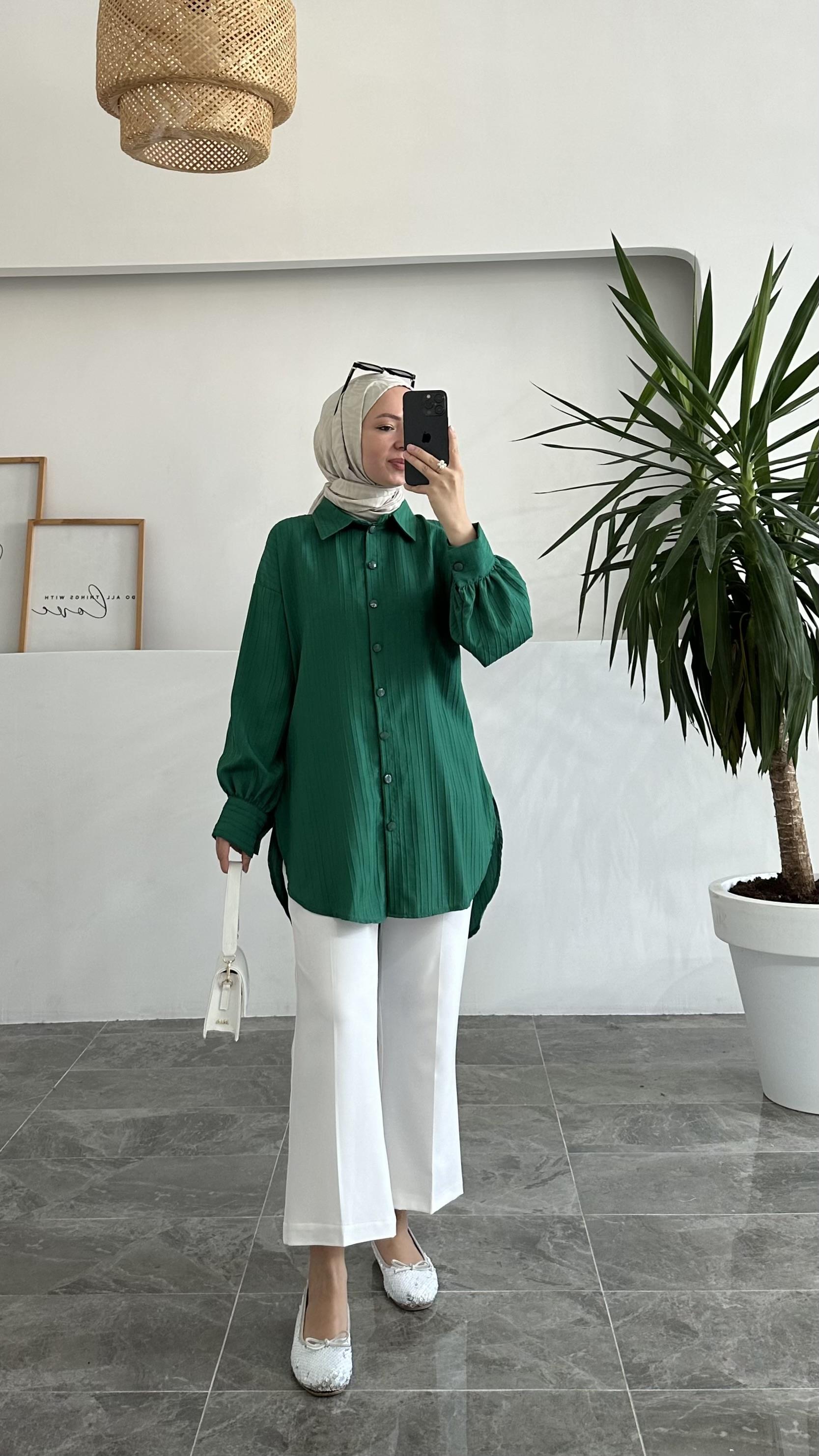 Abaaca Çimalı Koyu Yeşil Gömlek