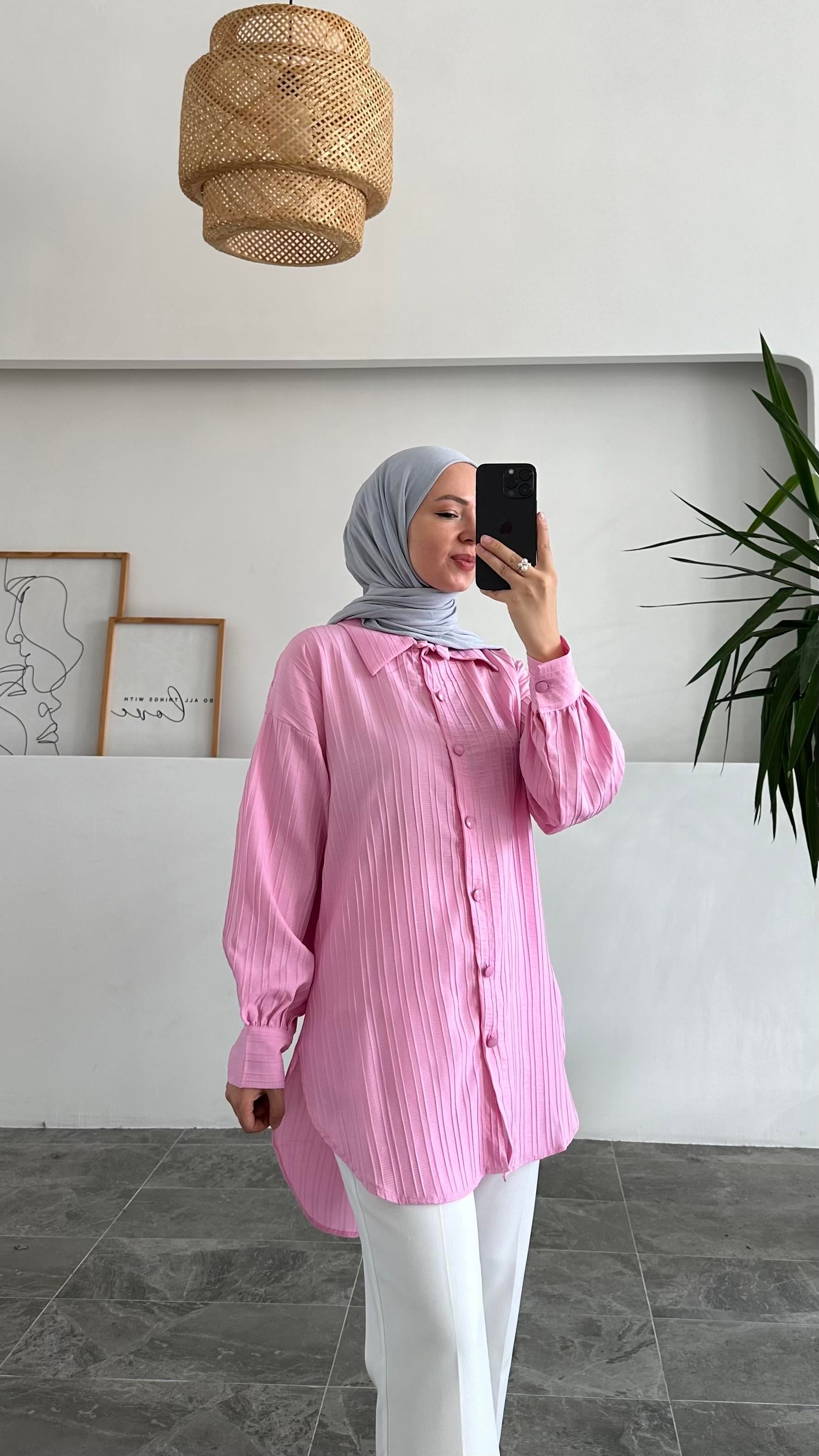 Abaaca Çimalı Pembe Gömlek