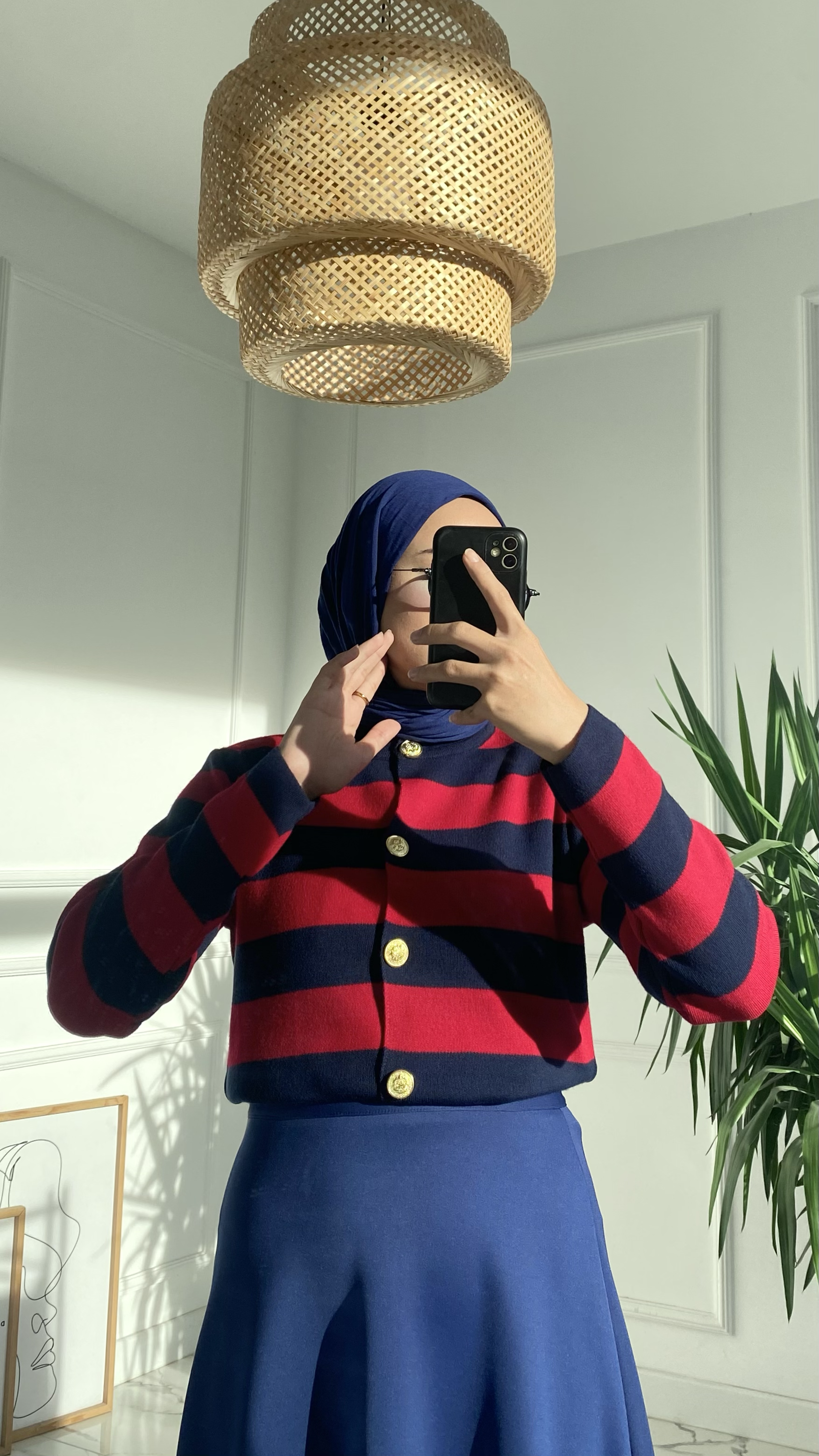 Abiga Bordo Zara Model Çizgili Kısa Triko Hırka