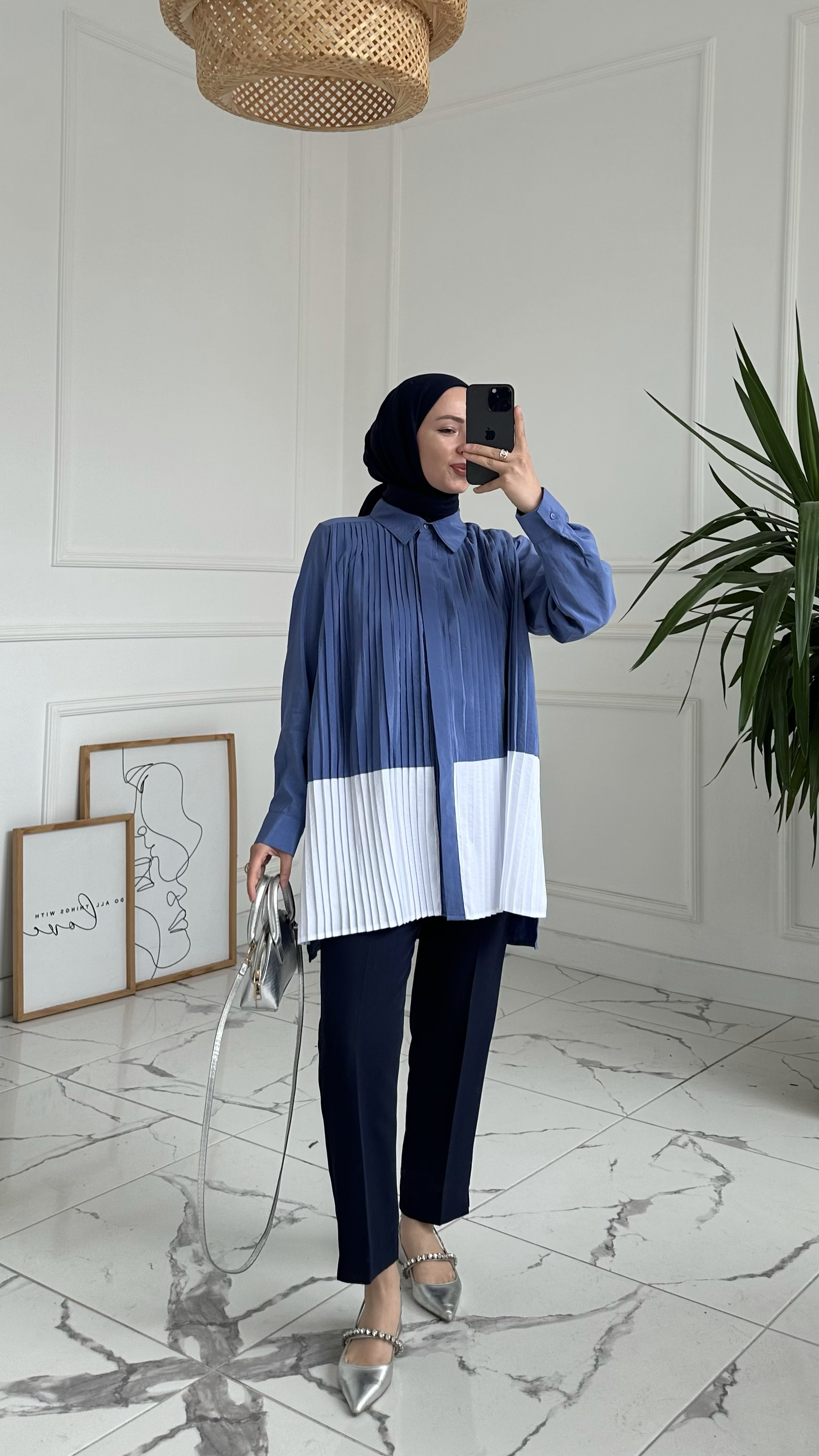 Alaby Premium Piliseli Mavi Gömlek