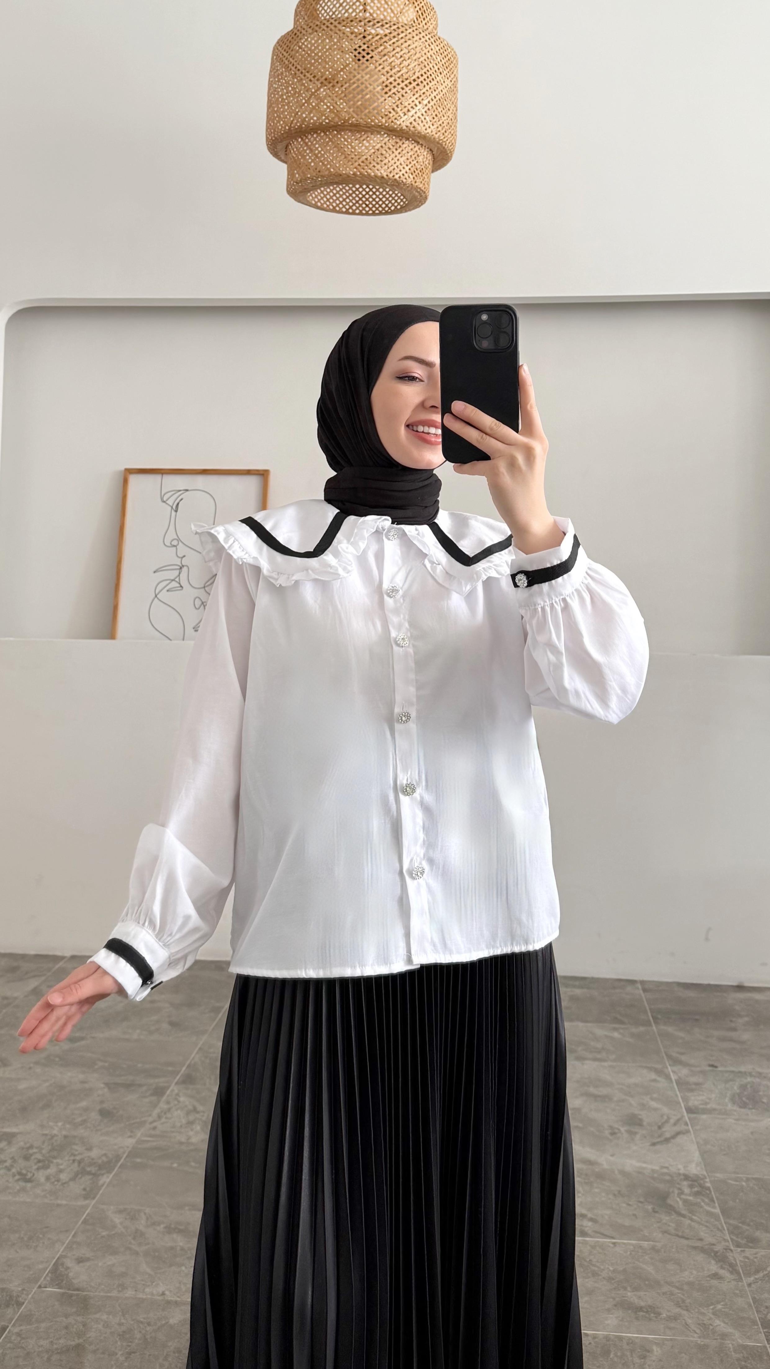 Aless Yaka Detaylı Beyaz Gömlek