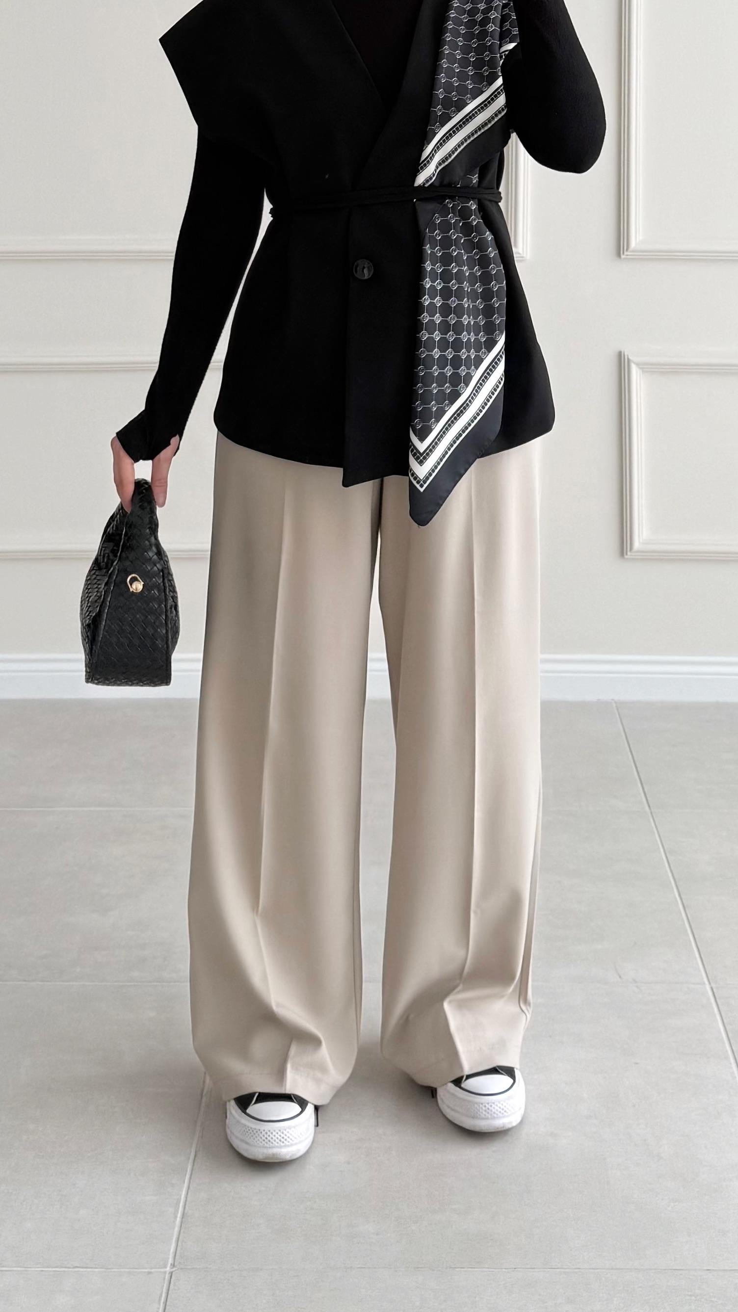 Allegra Vizon Çimalı Kumaş Pantolon