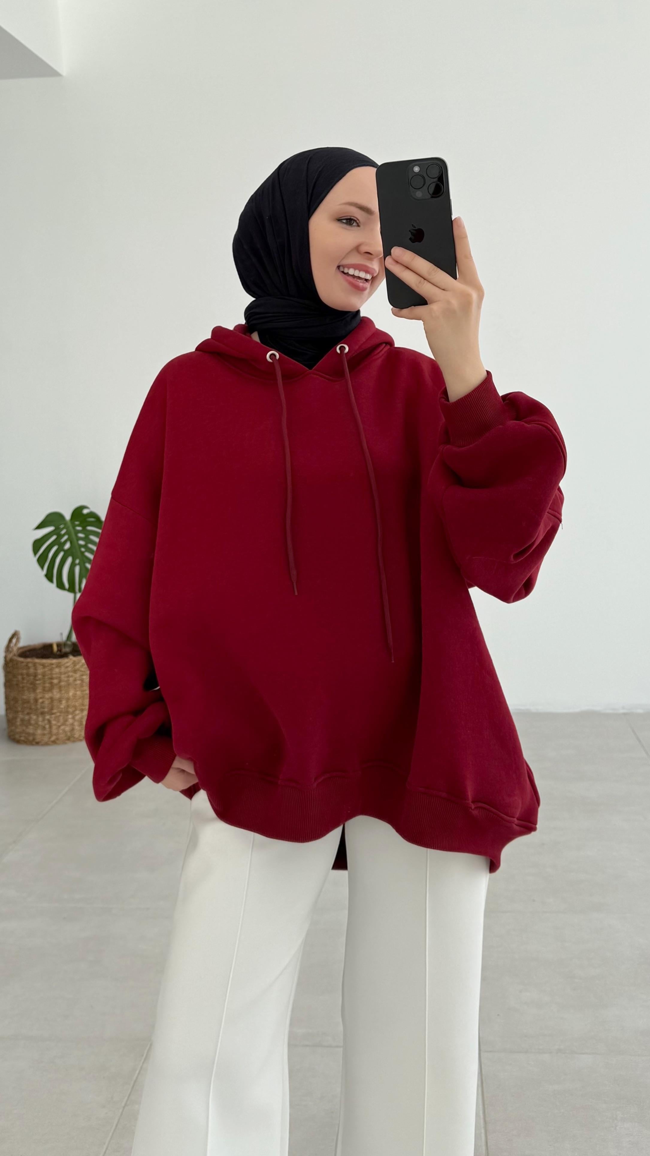 Alvia Kapşonlu Kırmızı Sweatshirt