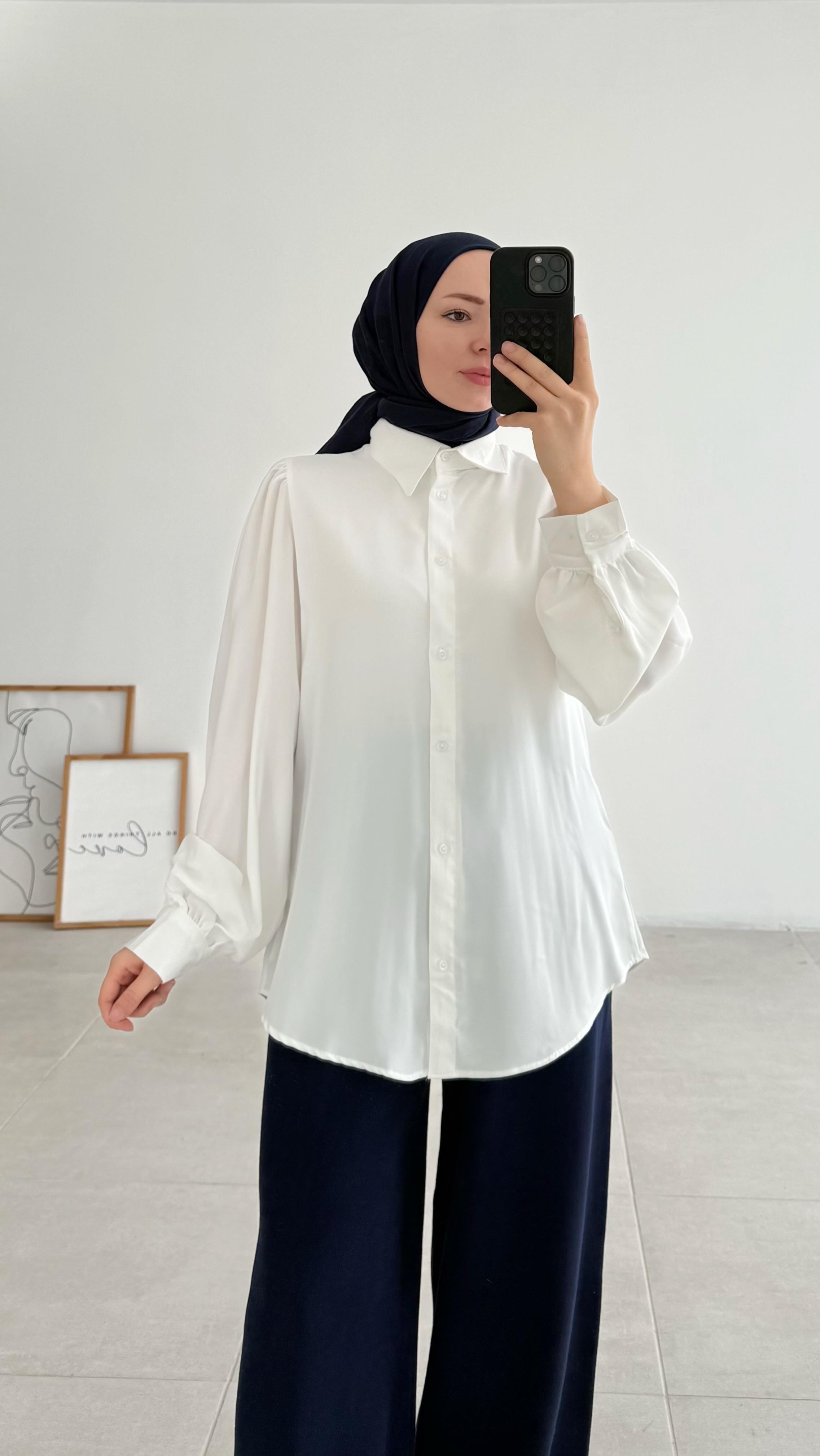 Anabel Beyaz Gömlek Tunik 