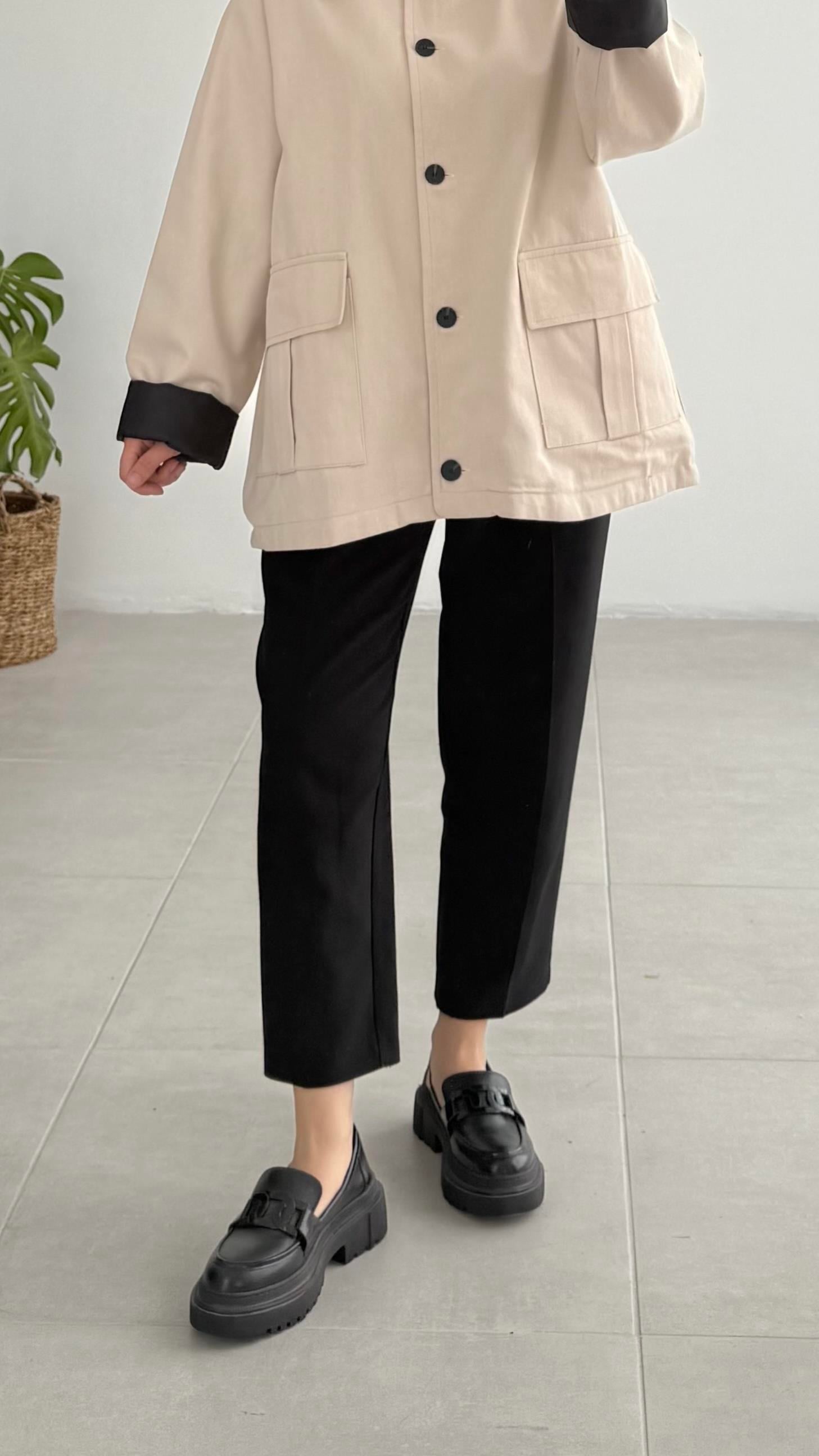 Ansell Kemerli Siyah Kumaş Pantolon 