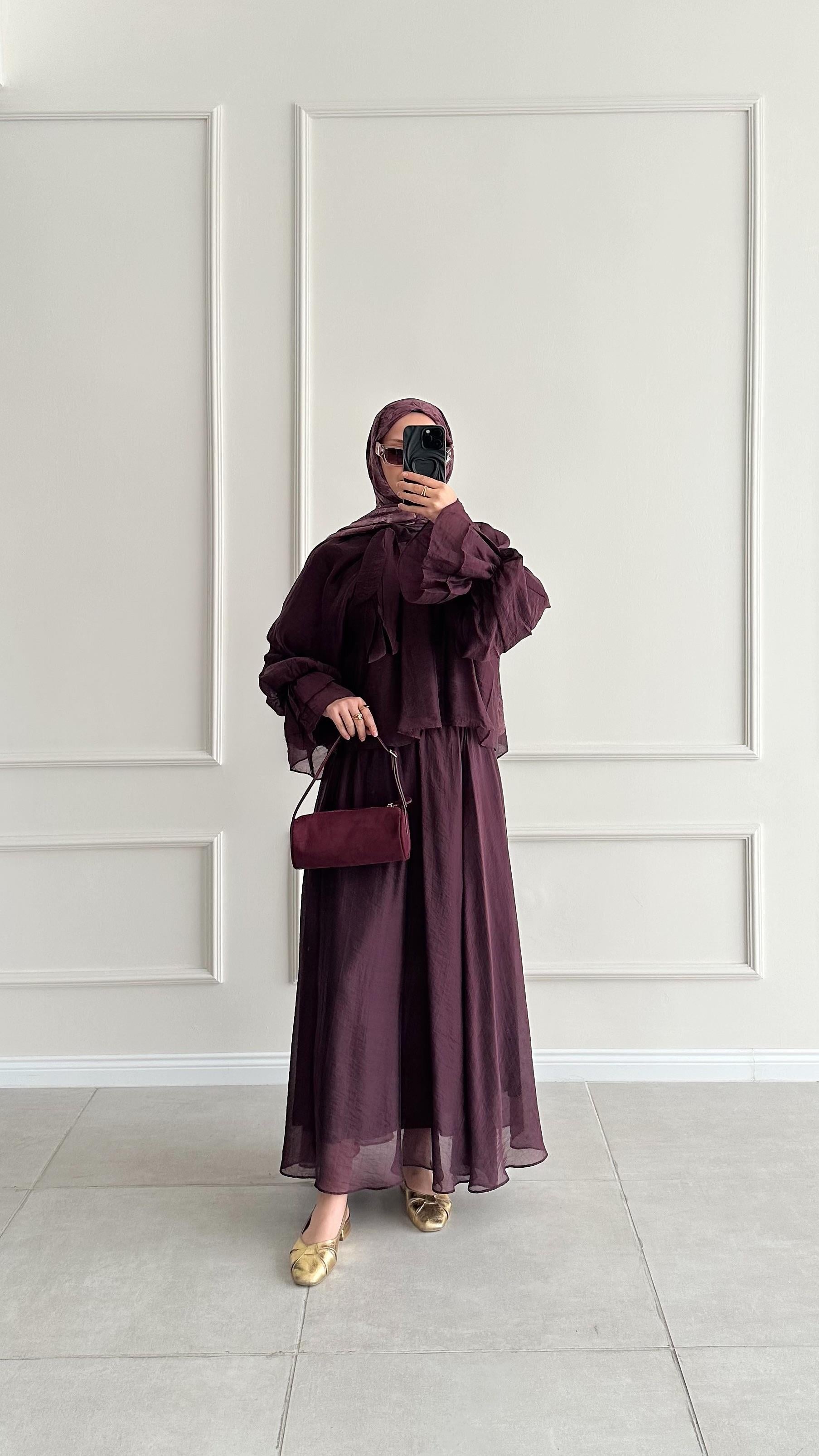 Ariana Bağlamalı Bordo Etek Takım