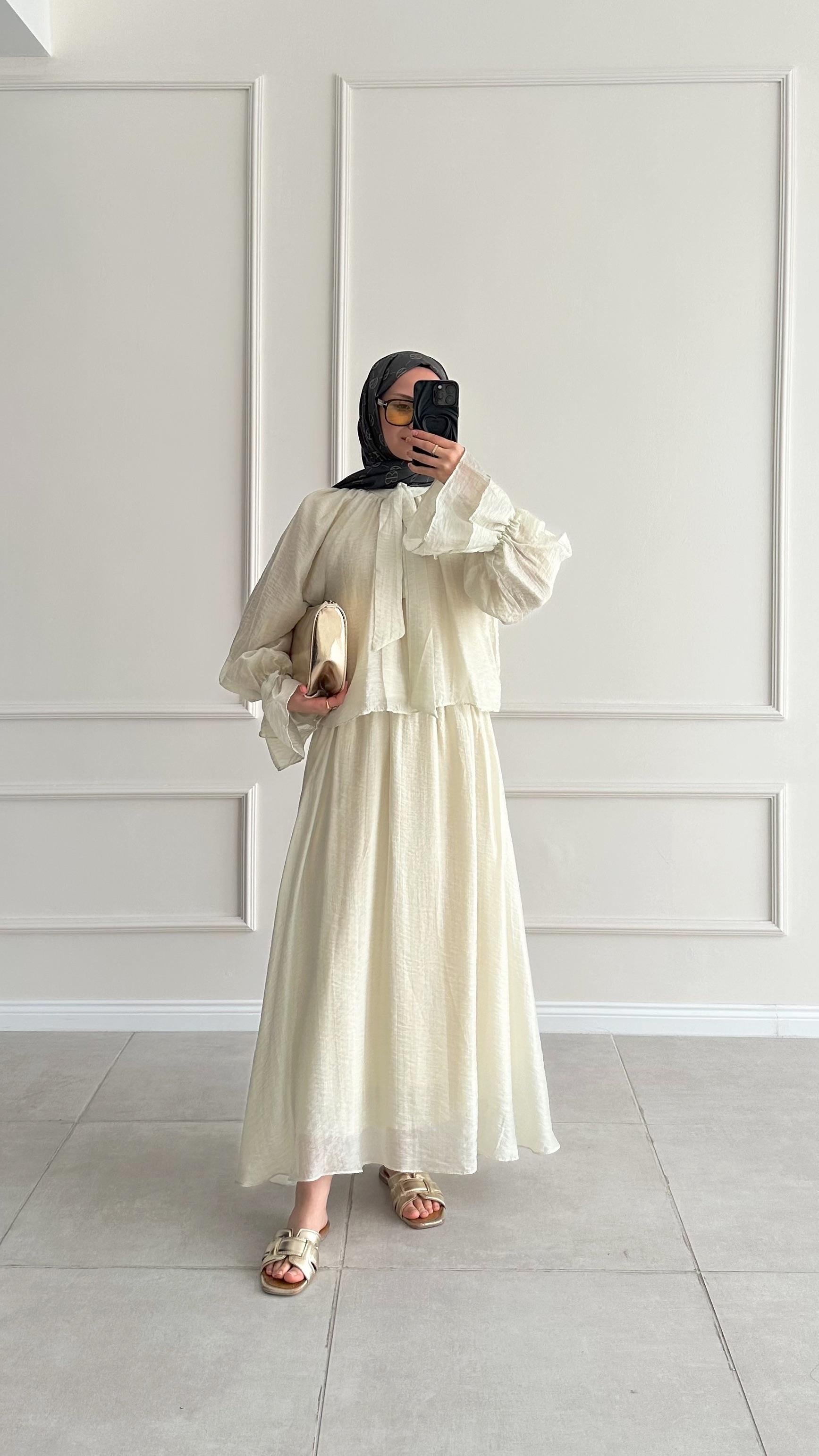 Ariana Bağlamalı Yeşil Etek Takım