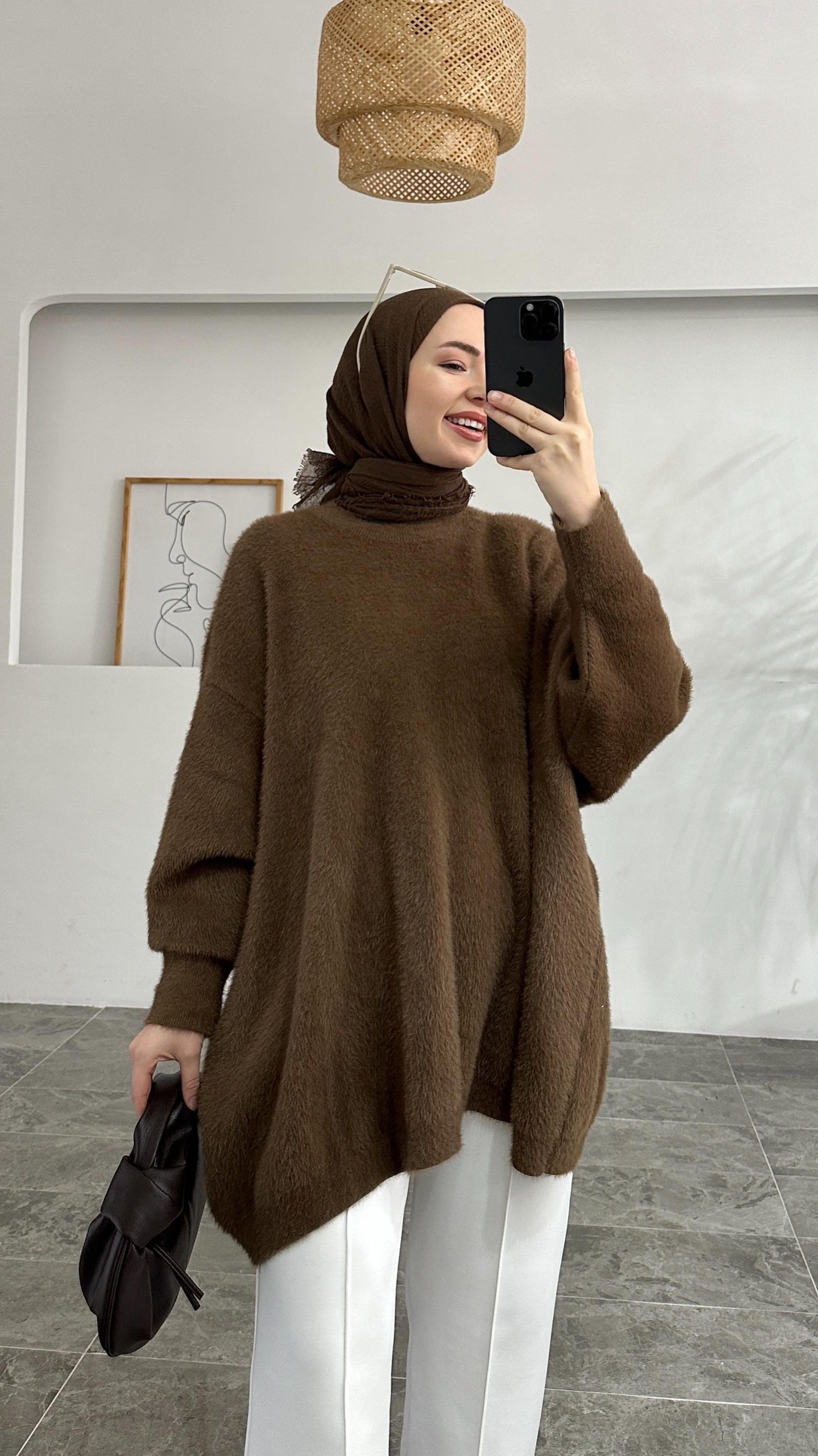 Ascel Premıum Angora Kahverengi Kazak