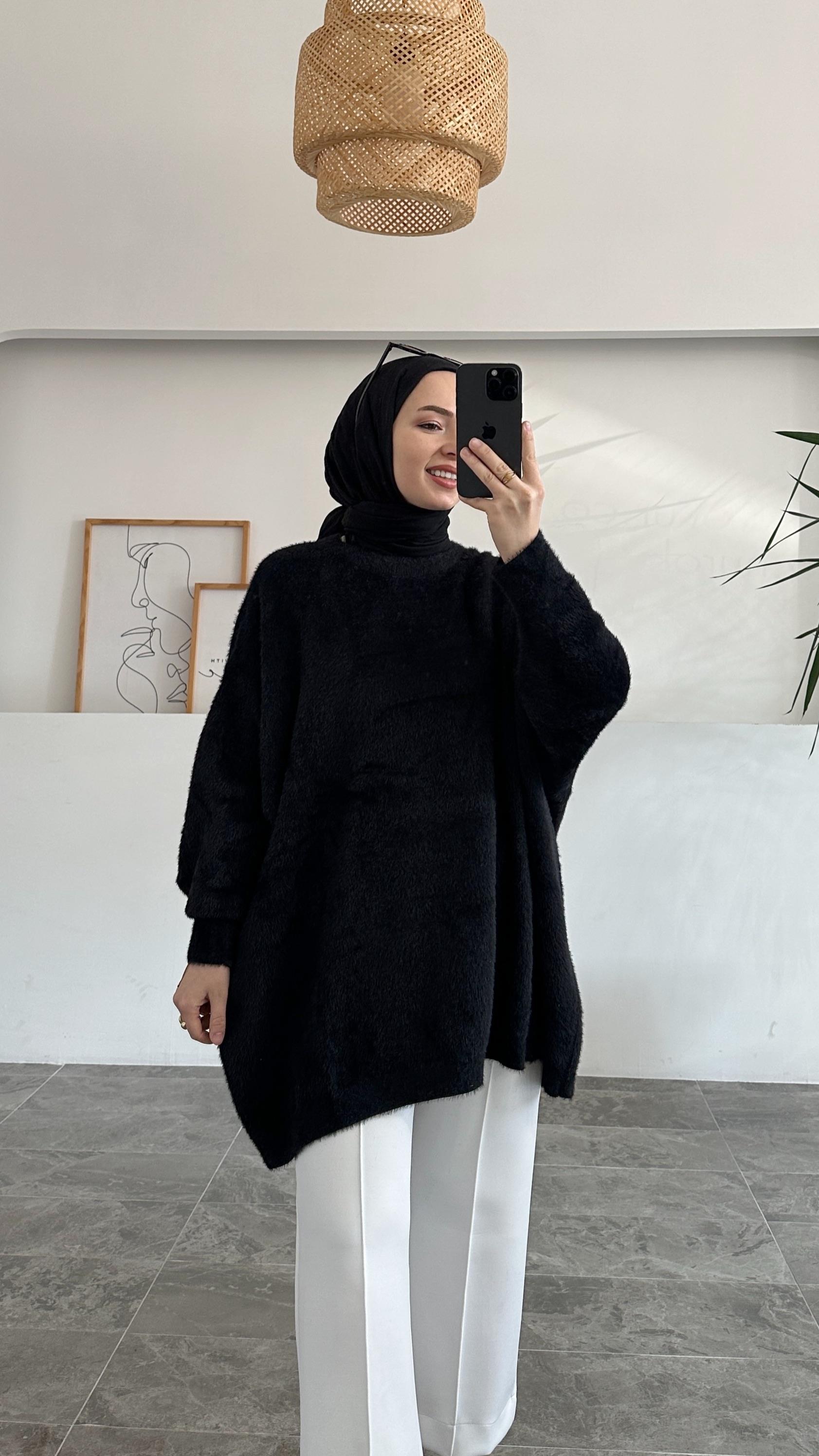 Ascel Premıum Angora Siyah Kazak