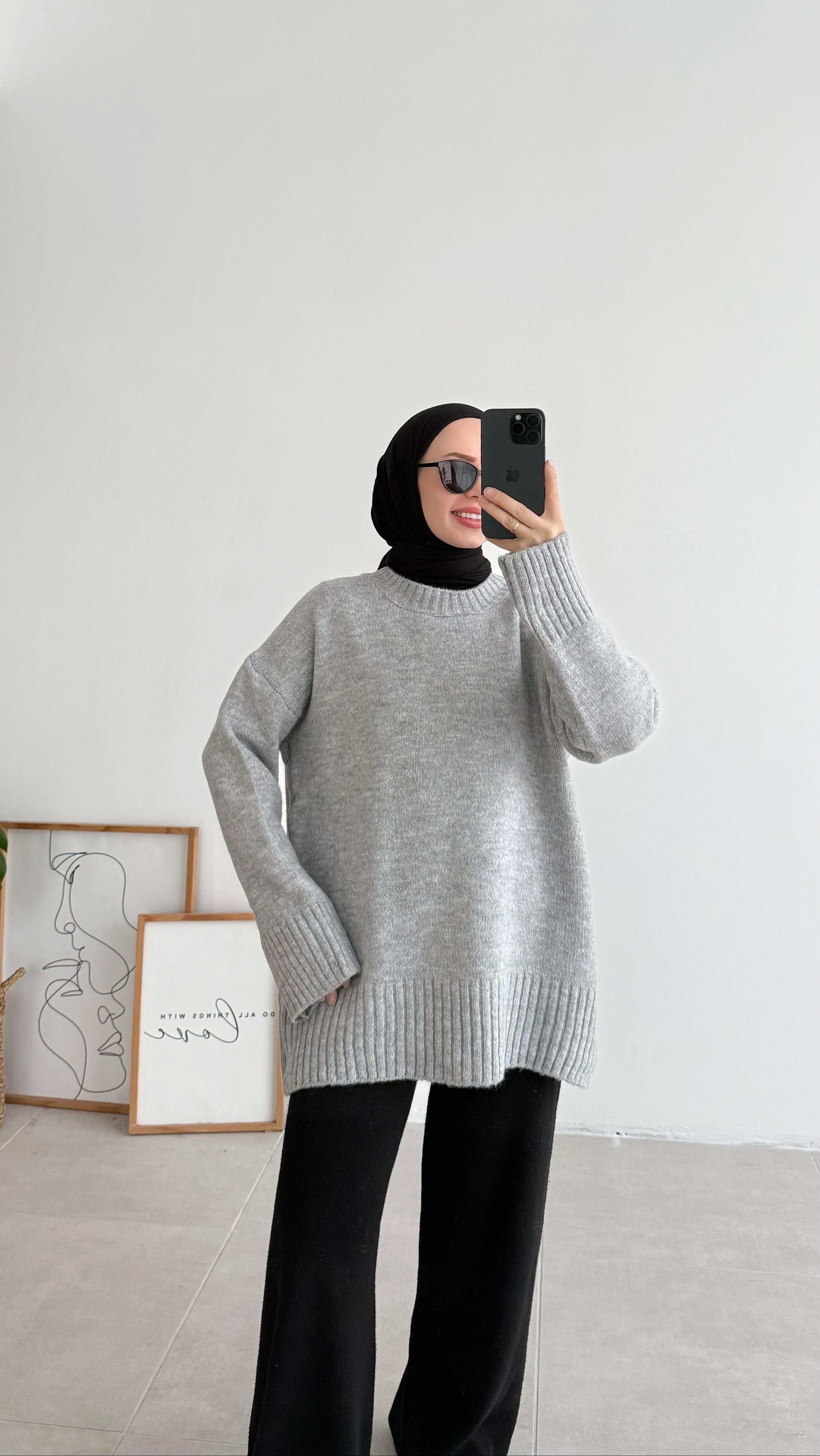 Asol Oversize Gri Kazak