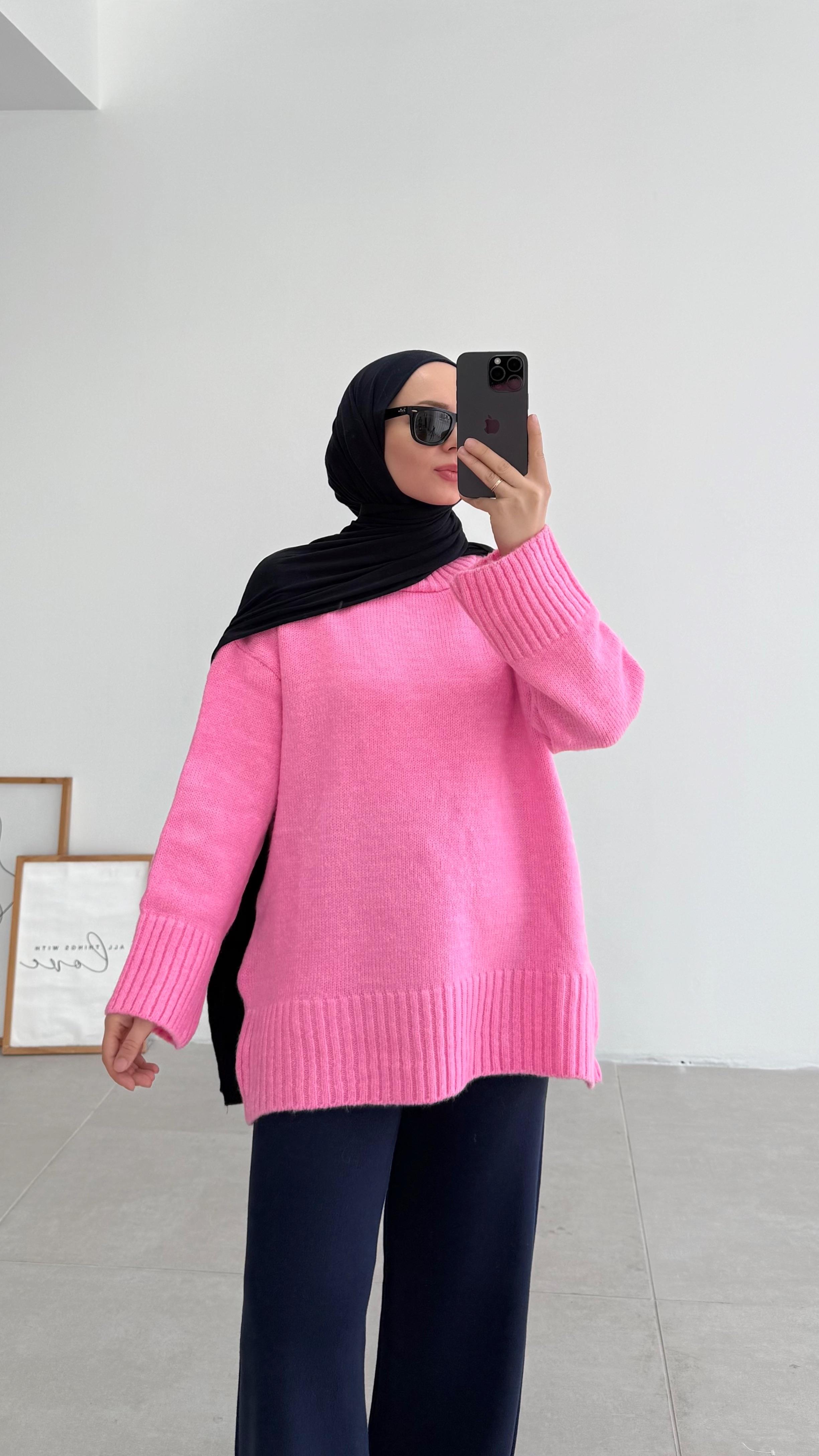 Asol Oversize Koyu Pembe Kazak