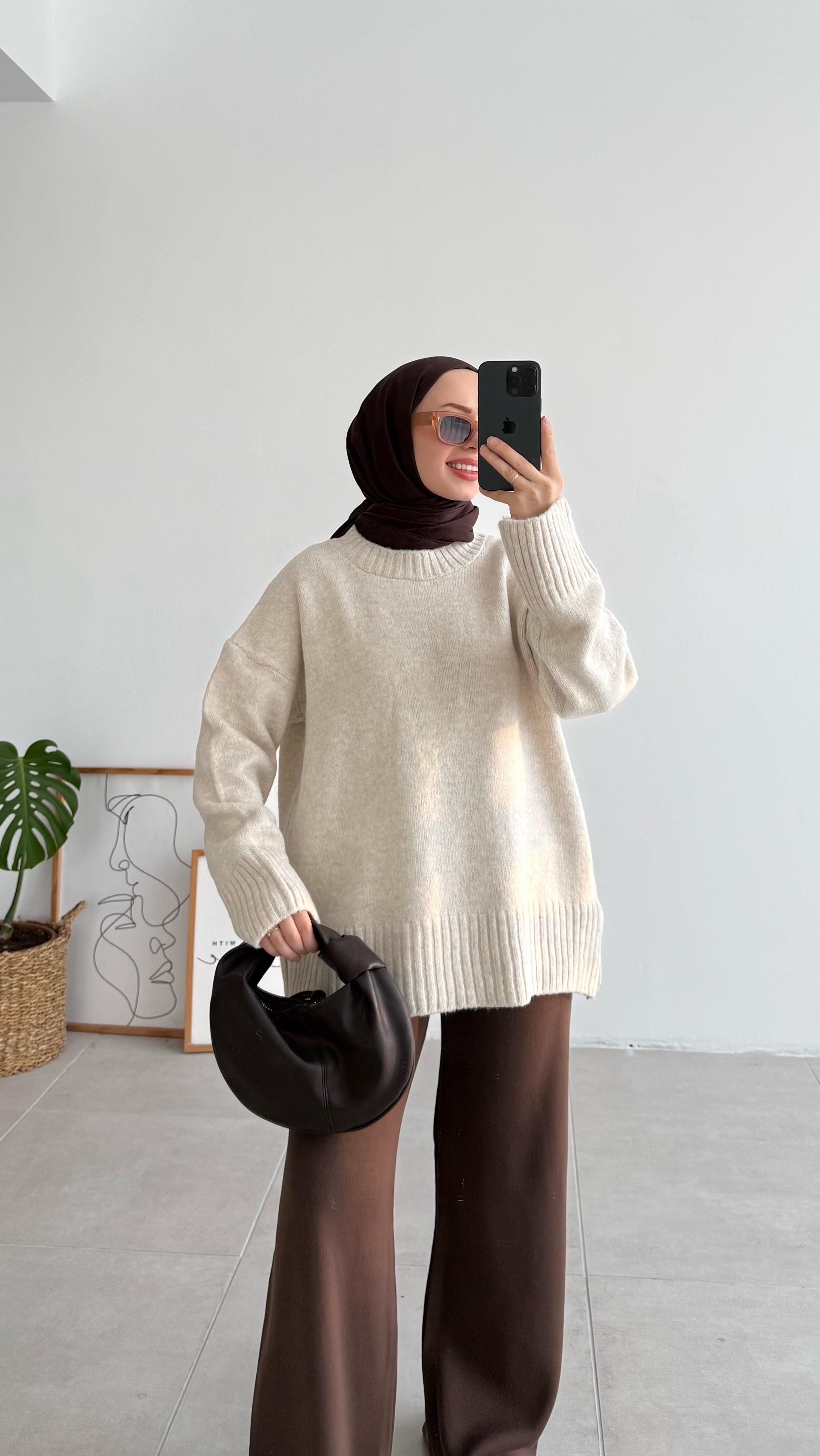 Asol Oversize Krem Kazak