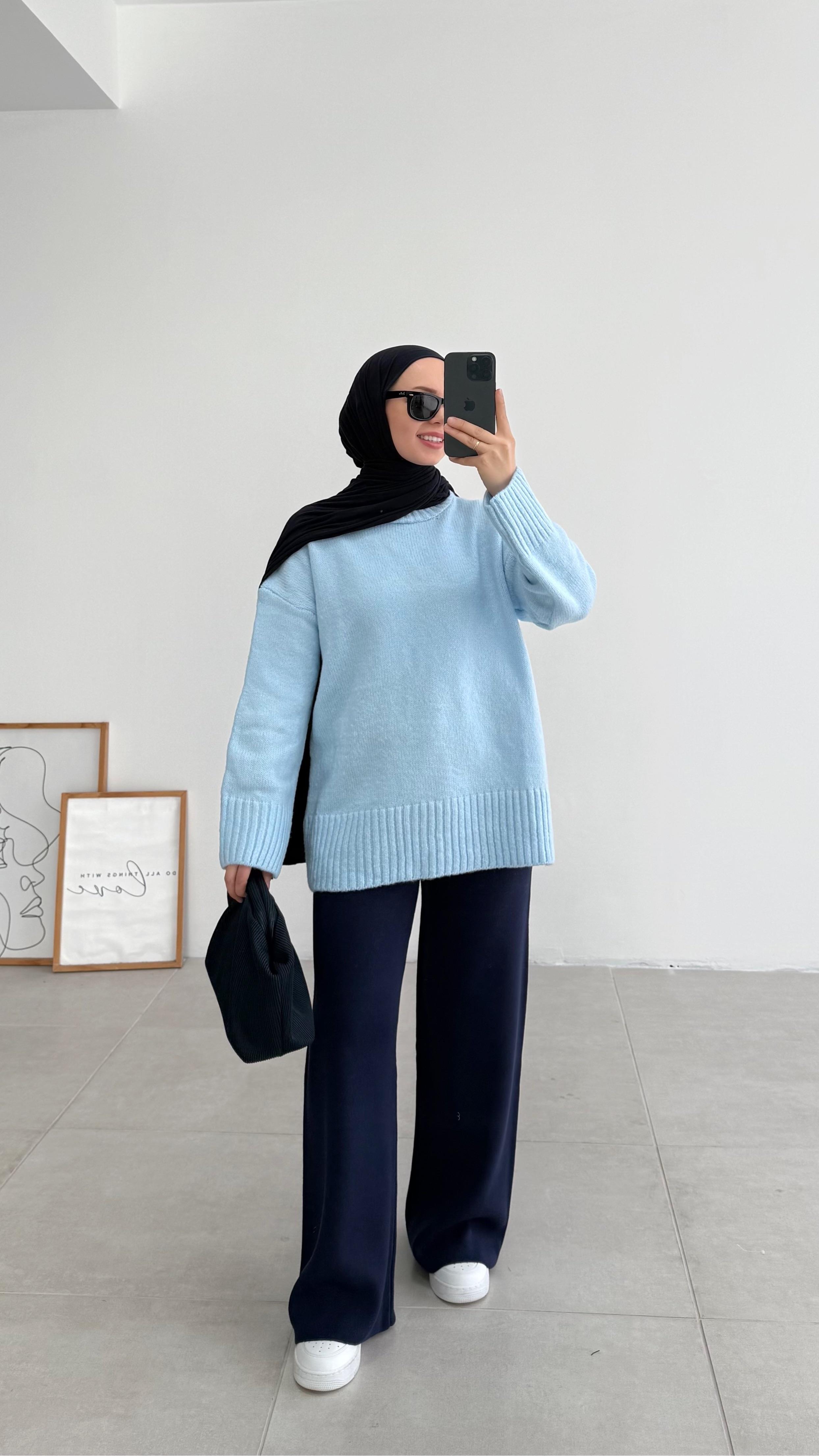 Asol Oversize Mavi Kazak