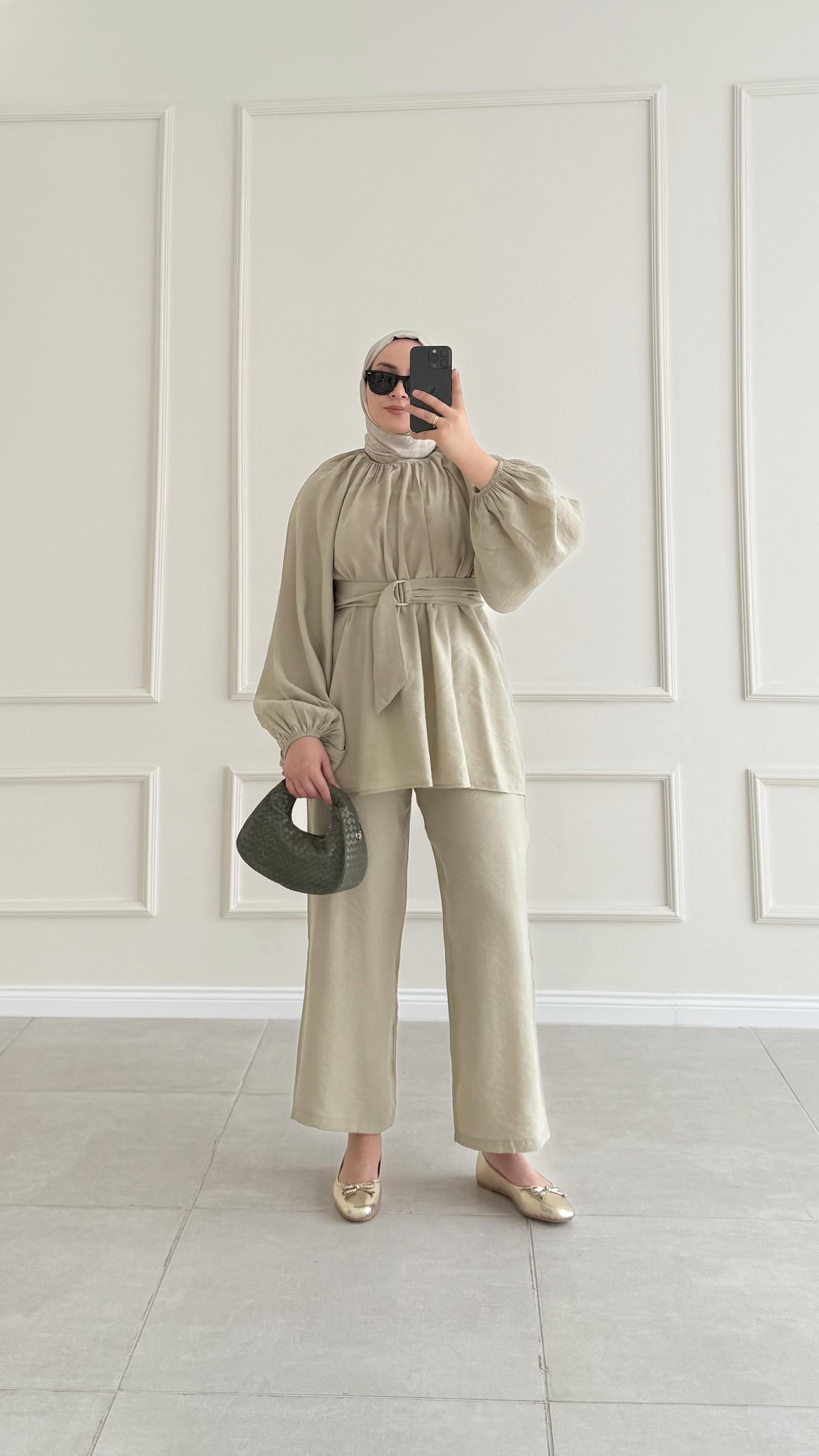 Atena Kemerli Küf Yeşili Modal Takım  