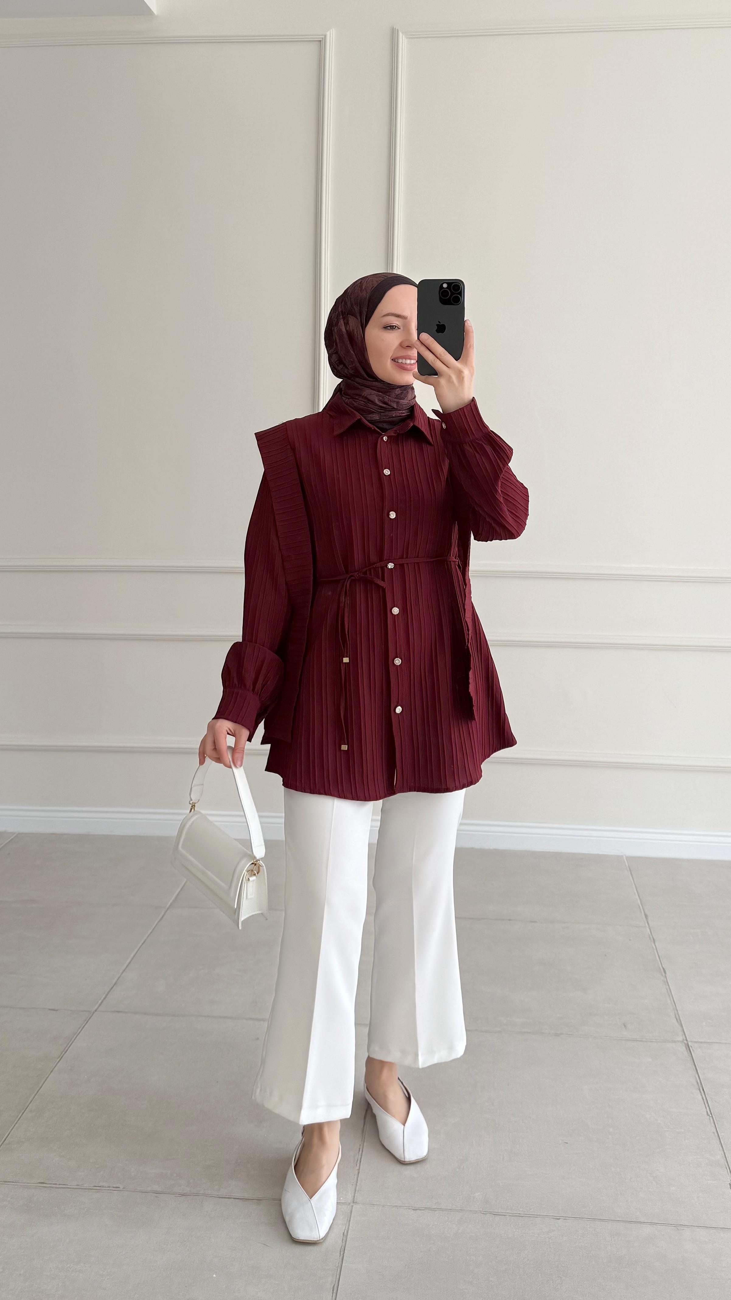 Ava Tasarım Bordo Gömlek