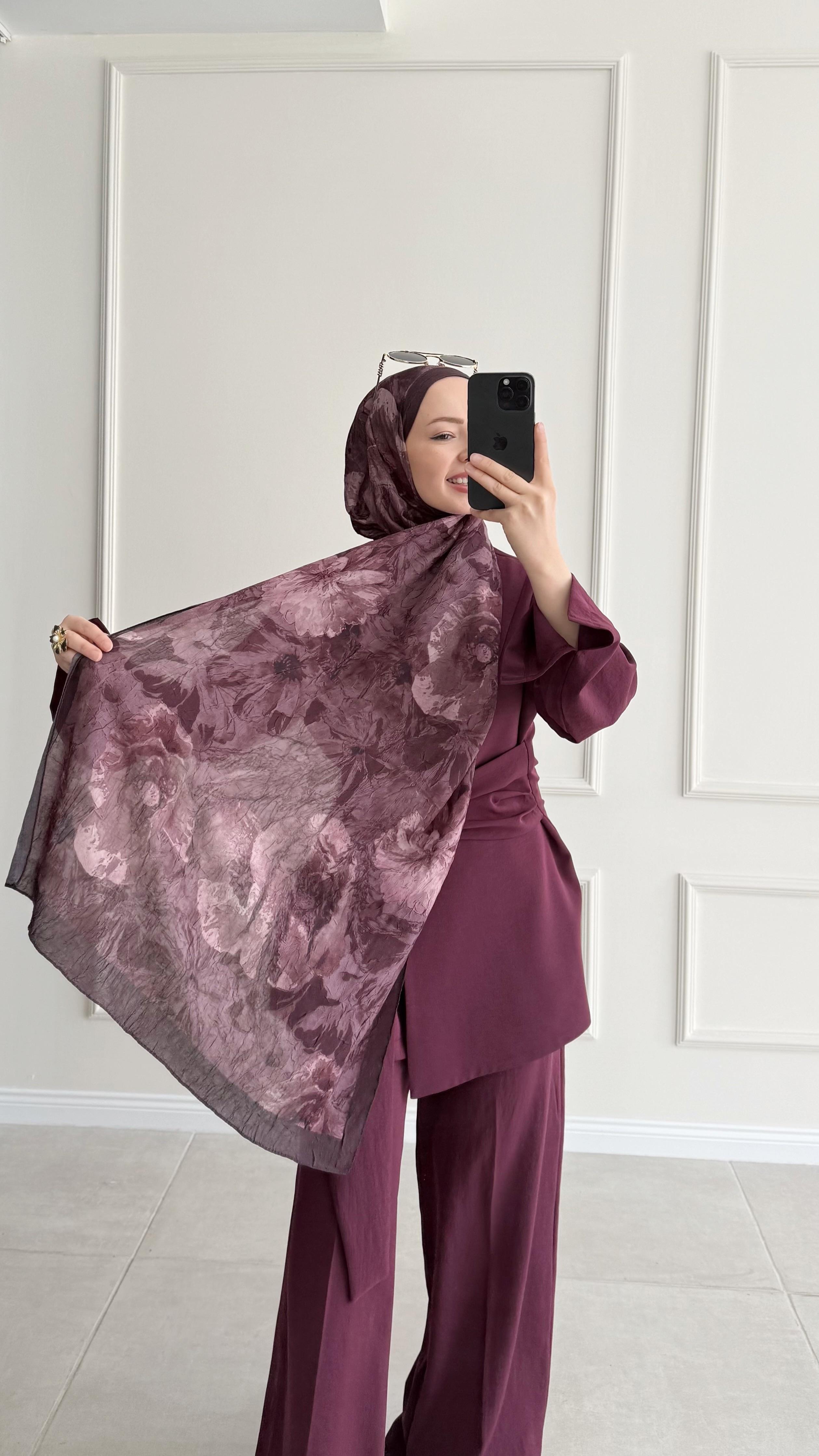 Bambu 12 Koyu Mürdüm Şal 