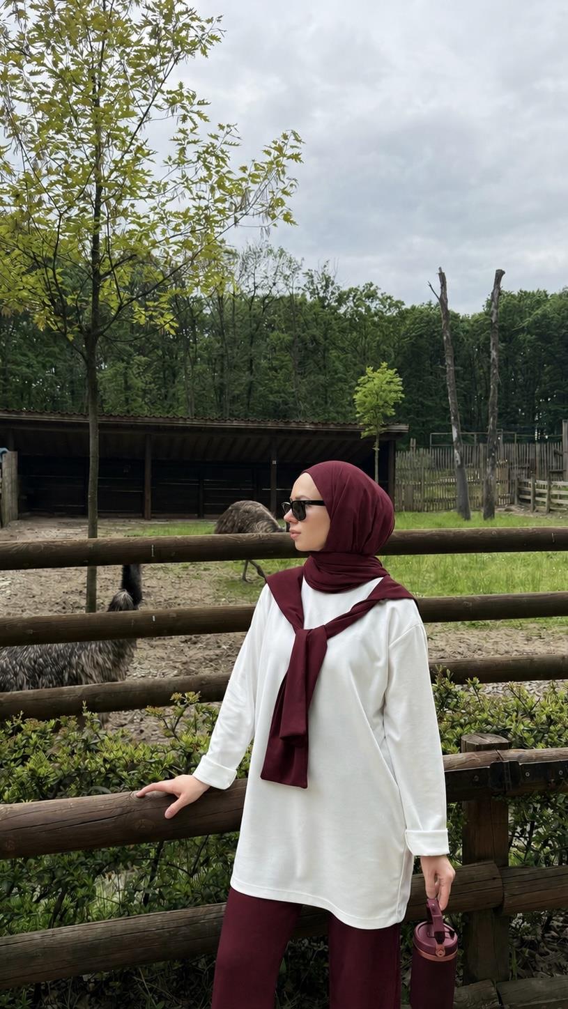 Banel Garnili Atkılı Bordo Eşofman Takım