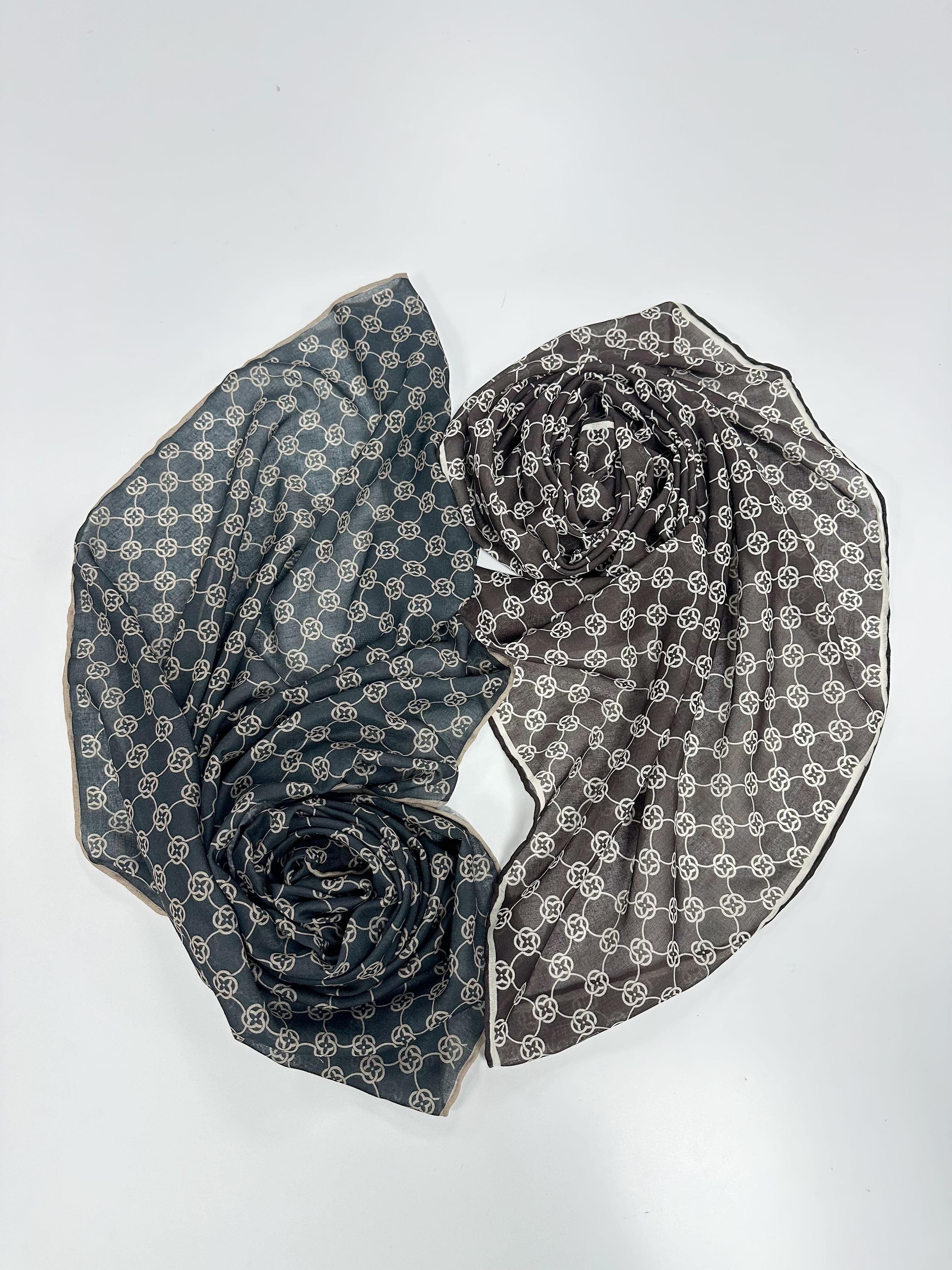 Bianca Vkko Desen Antrasit Monogram Eşarp