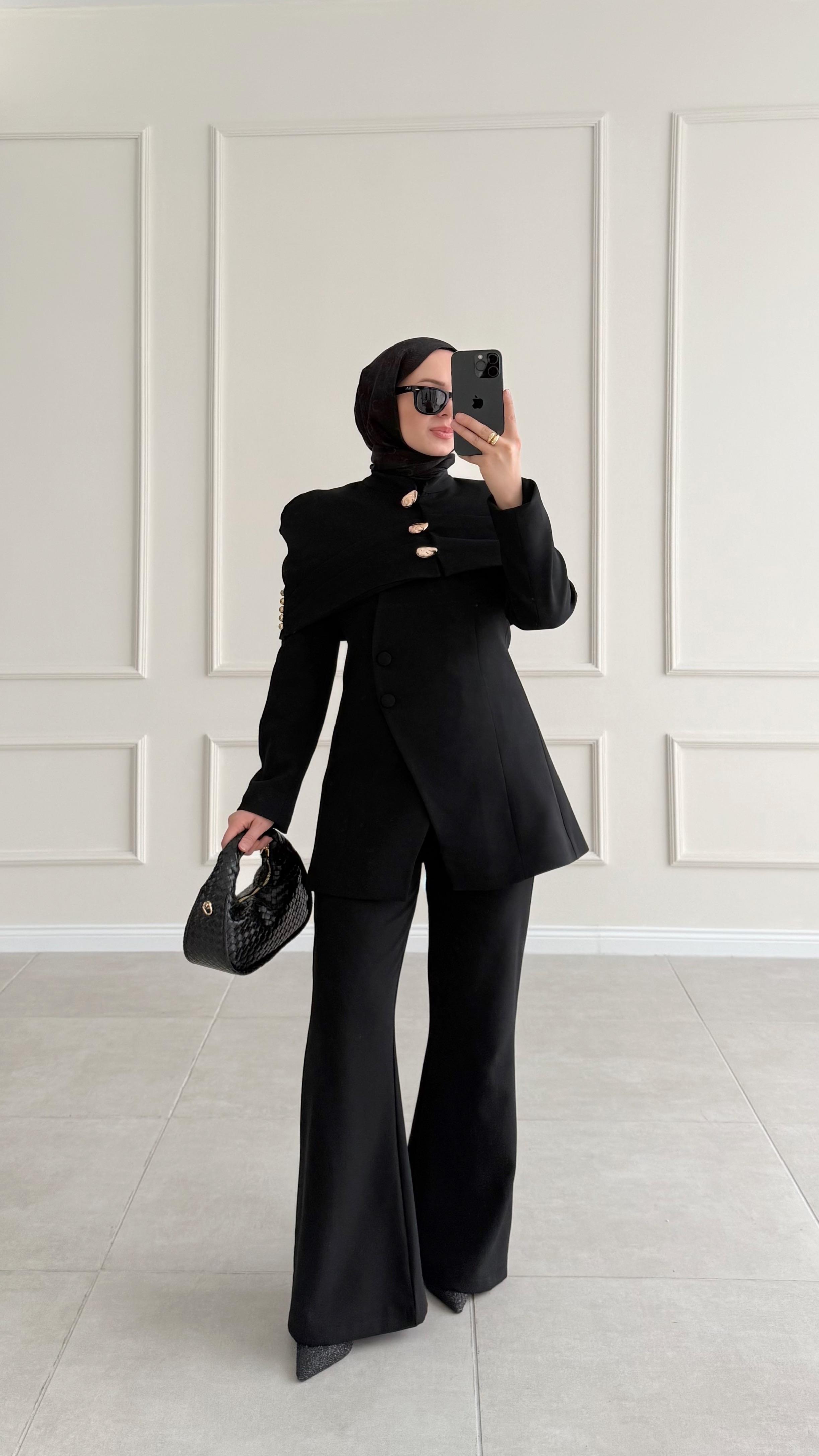 Bolerolu Premıum Ceketli Siyah Takım