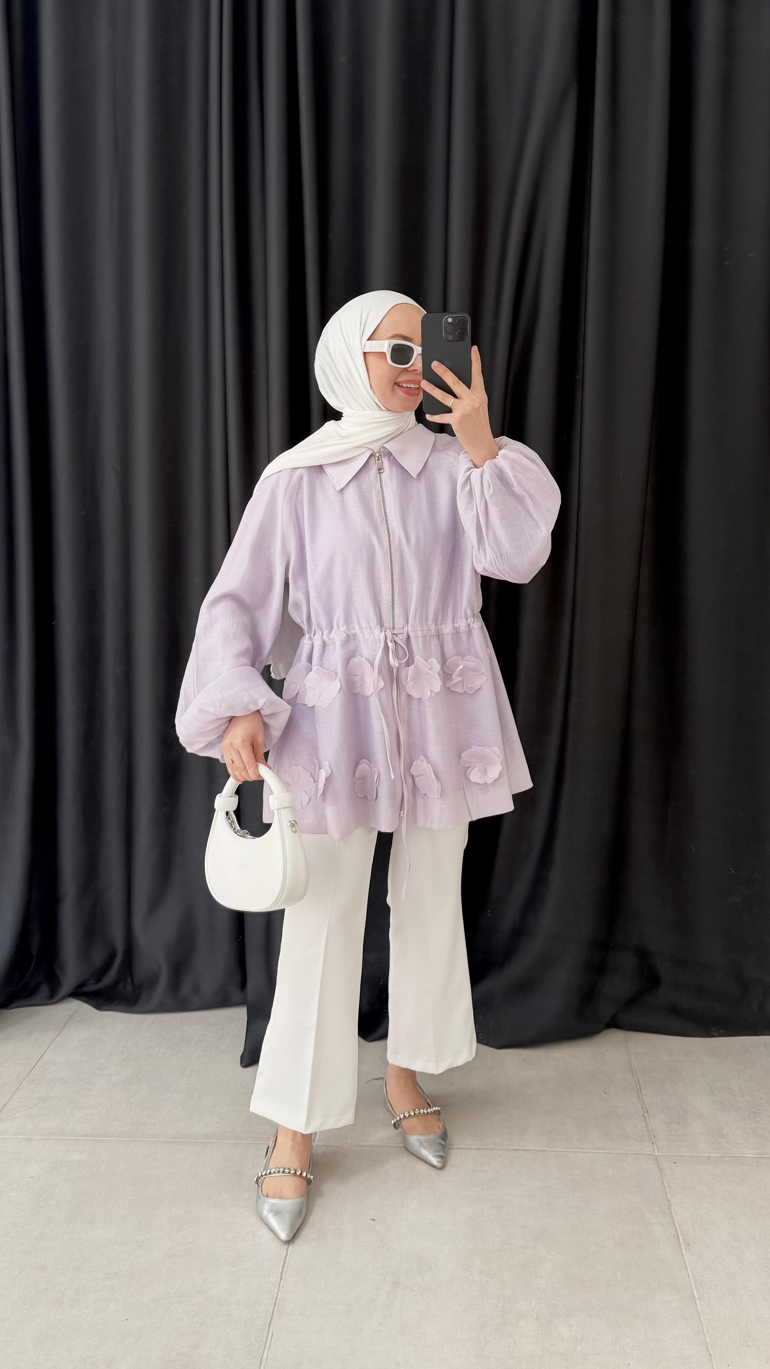 Brook Simli Balon Kol Mor Ceket