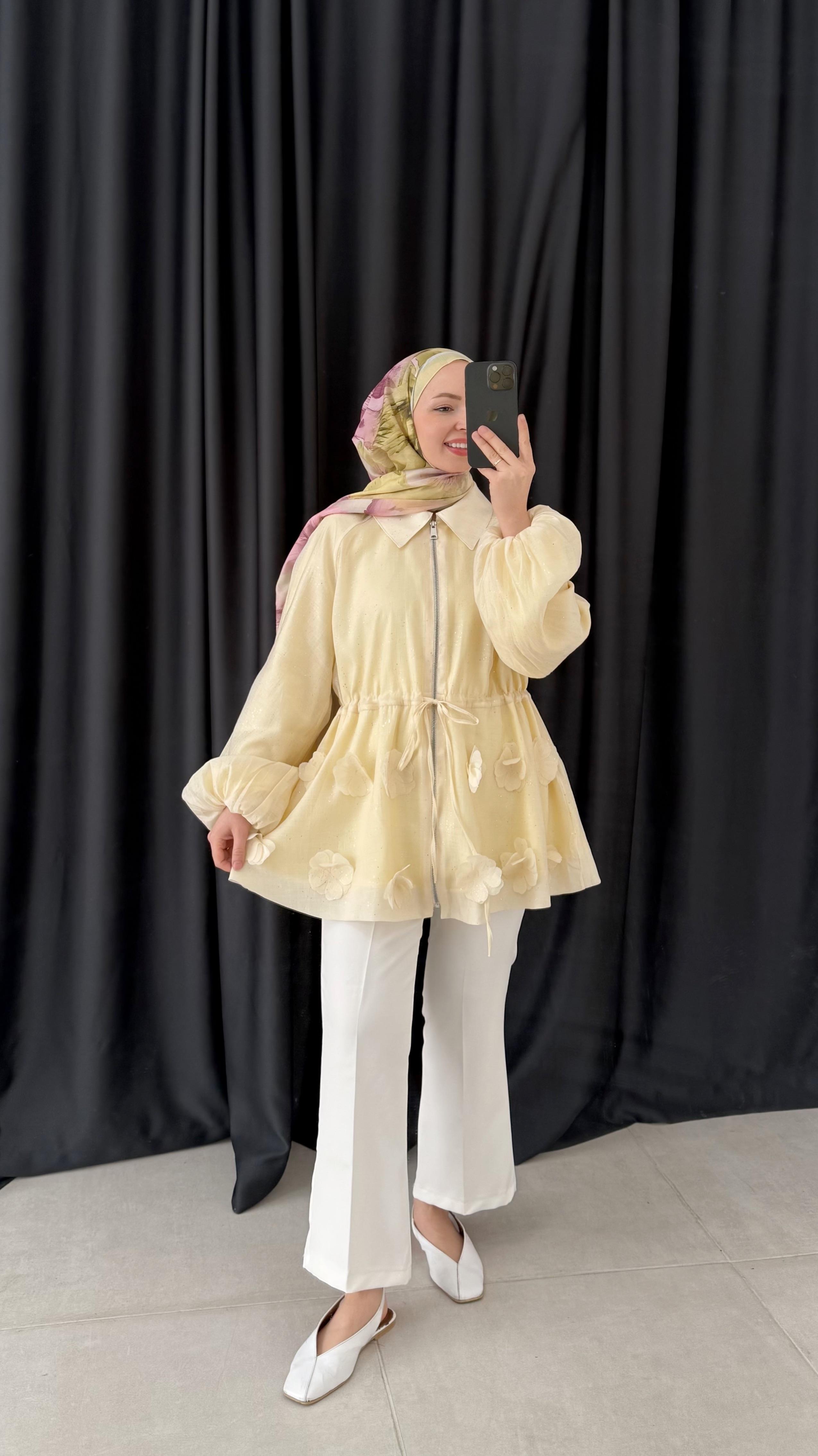 Brook Simli Balon Kol Sarı Ceket