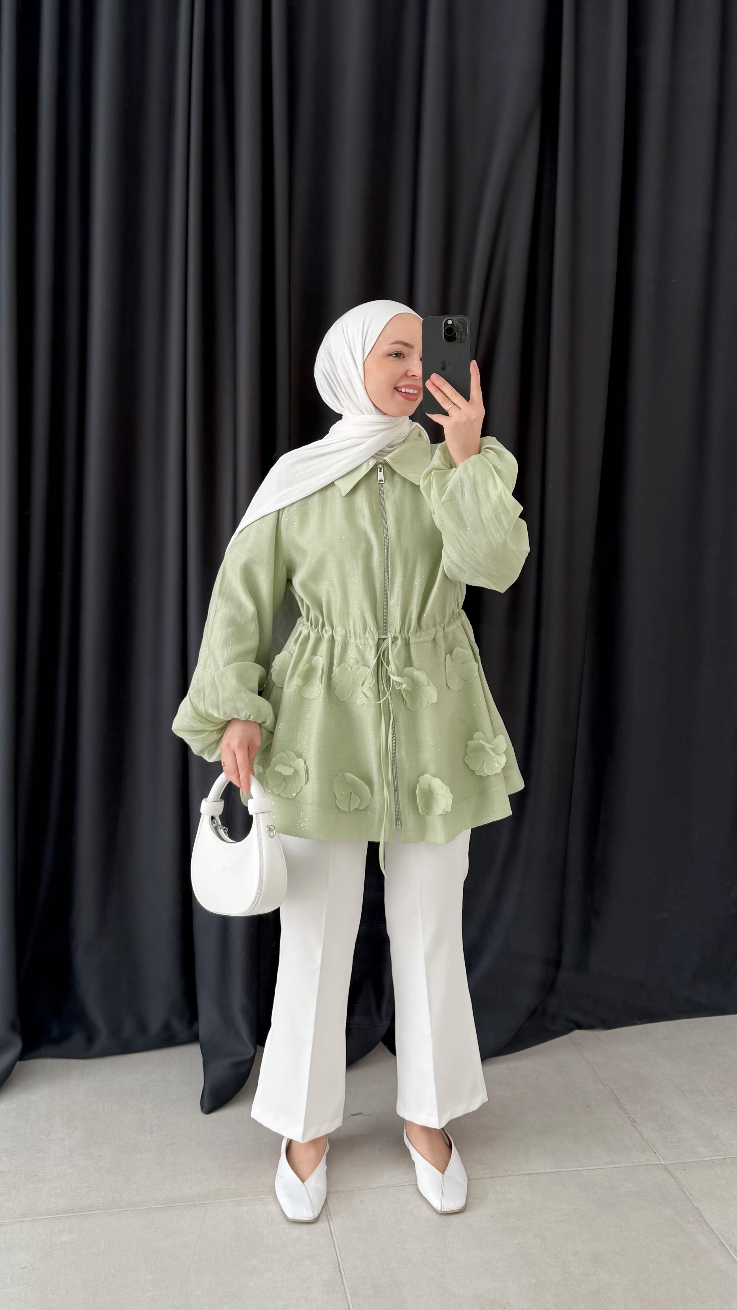 Brook Simli Balon Kol Yeşil Ceket