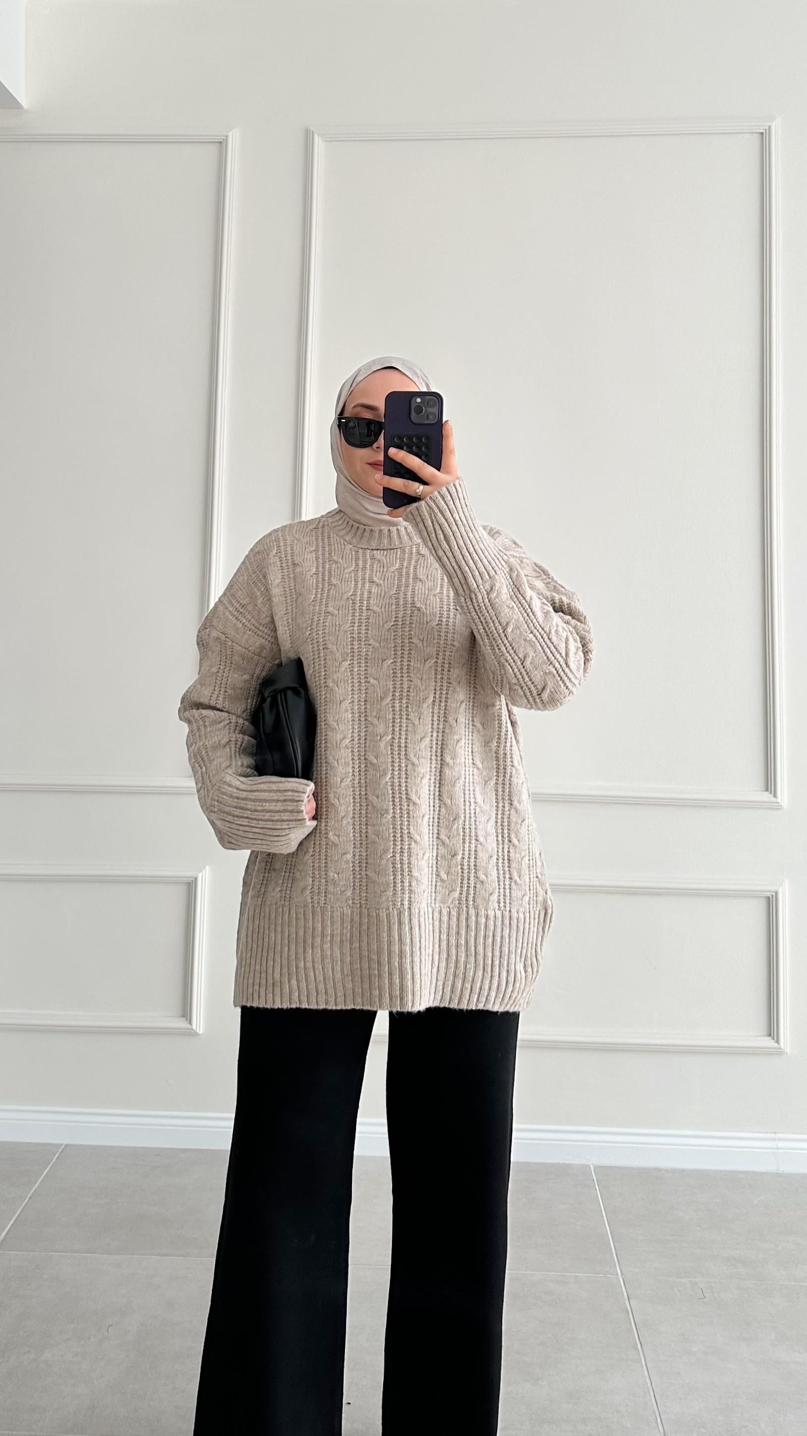 Camila Örgü Desen Vizon Kazak