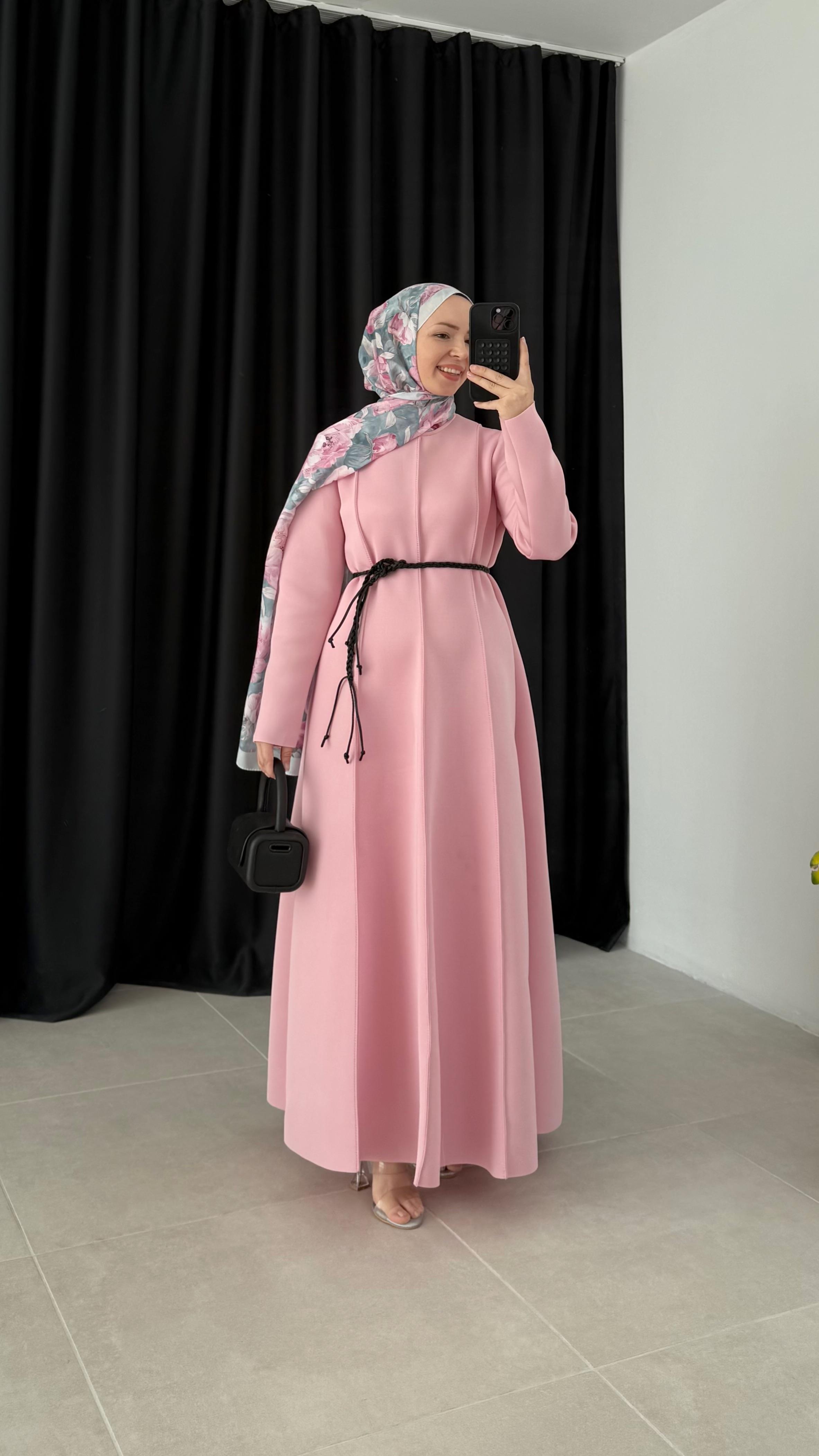 Claire Premıum Puf Scuba Pembe Elbise