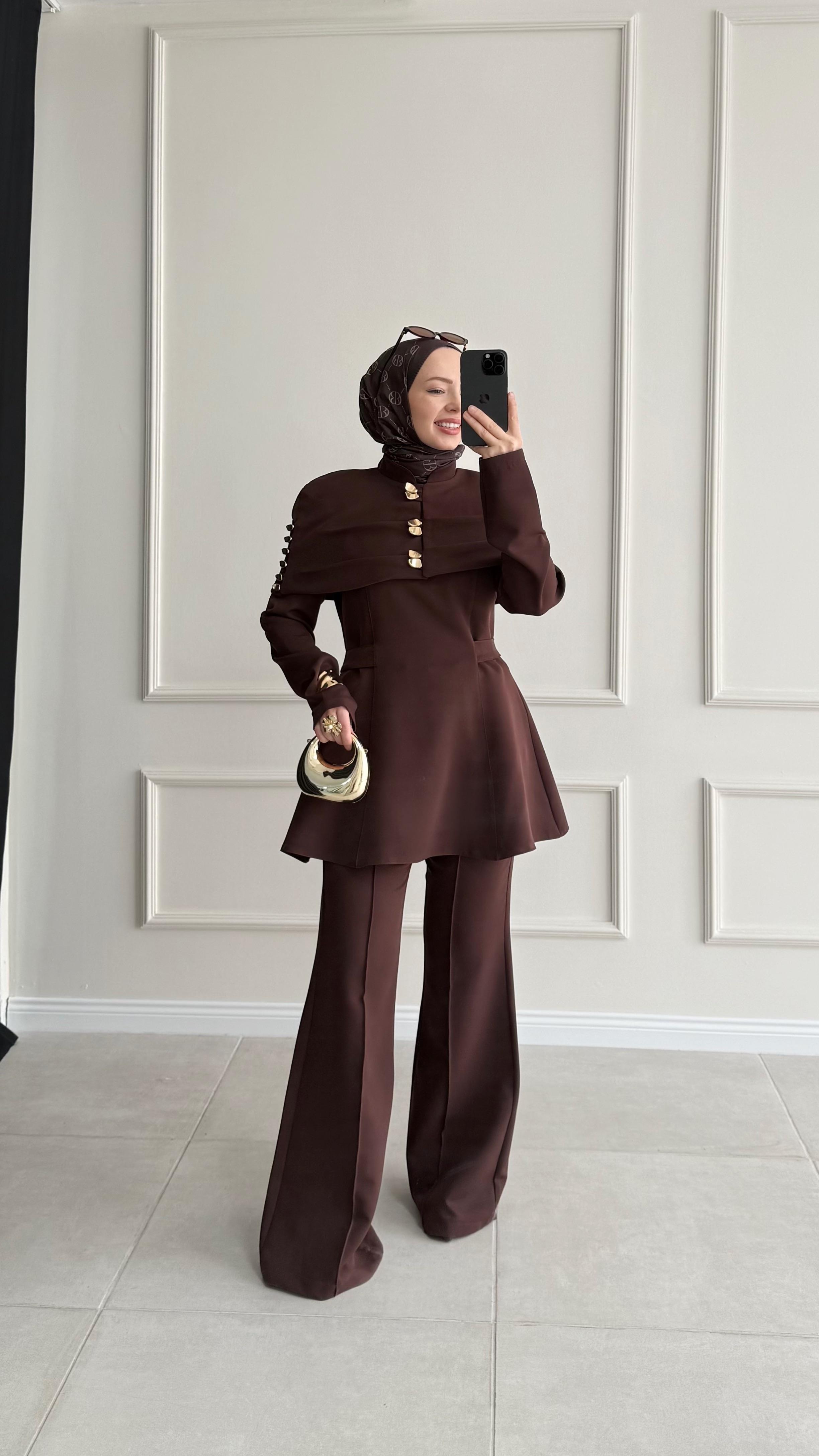 Dalin Bolerolu Kahverengi Tunik Takım