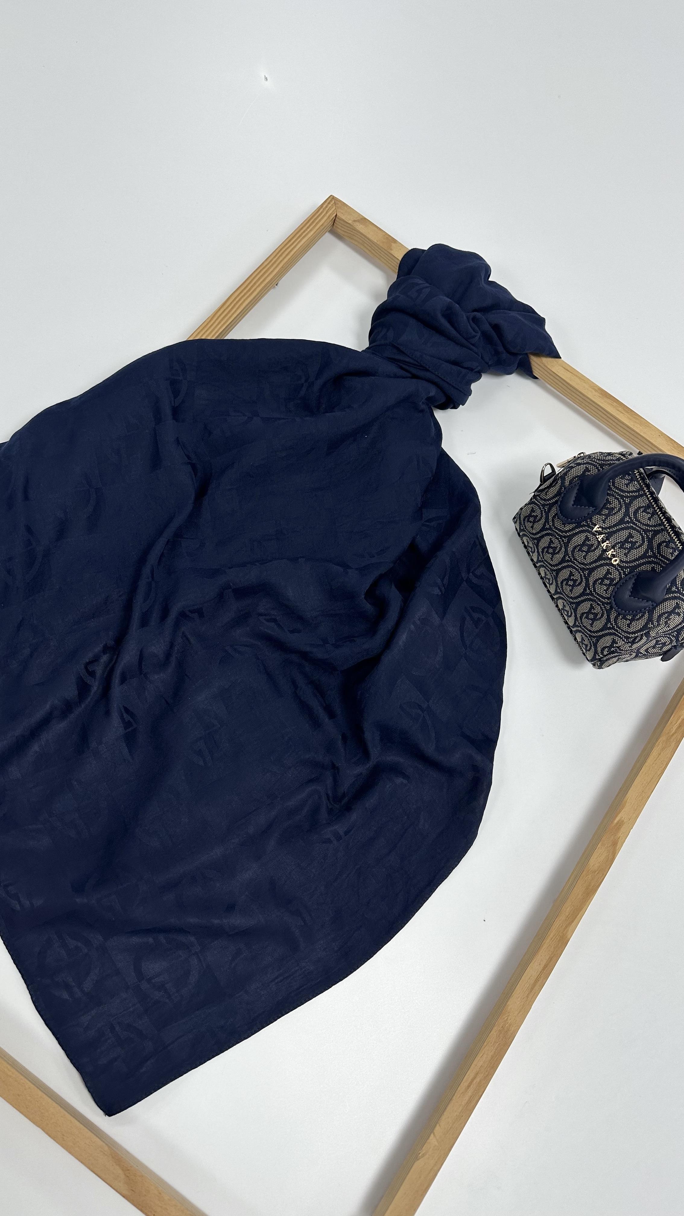 Dama Desen Lacivert Şal 